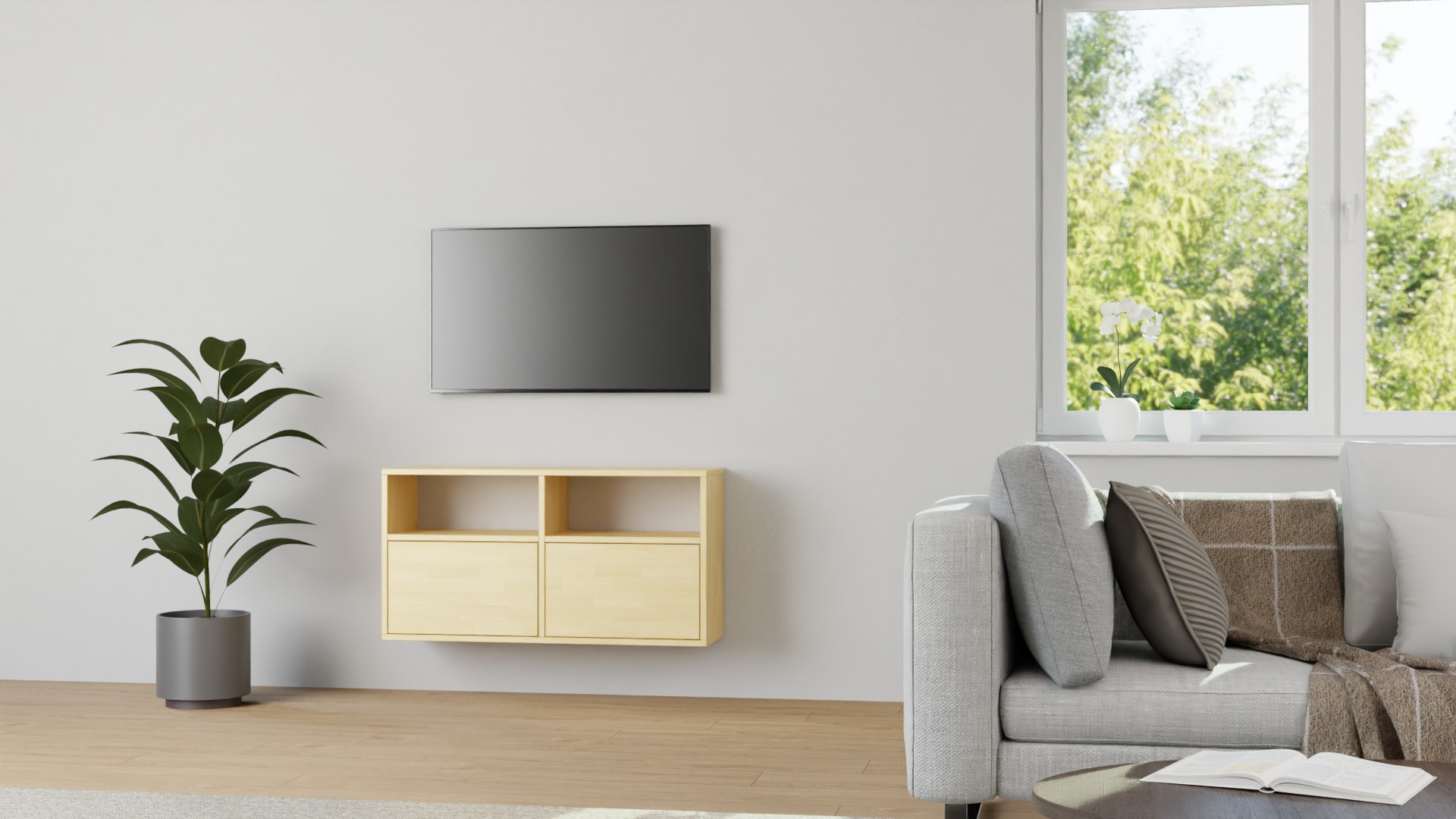 Hängesideboard aus Ahorn nach Maß Ahorn (europäisch)