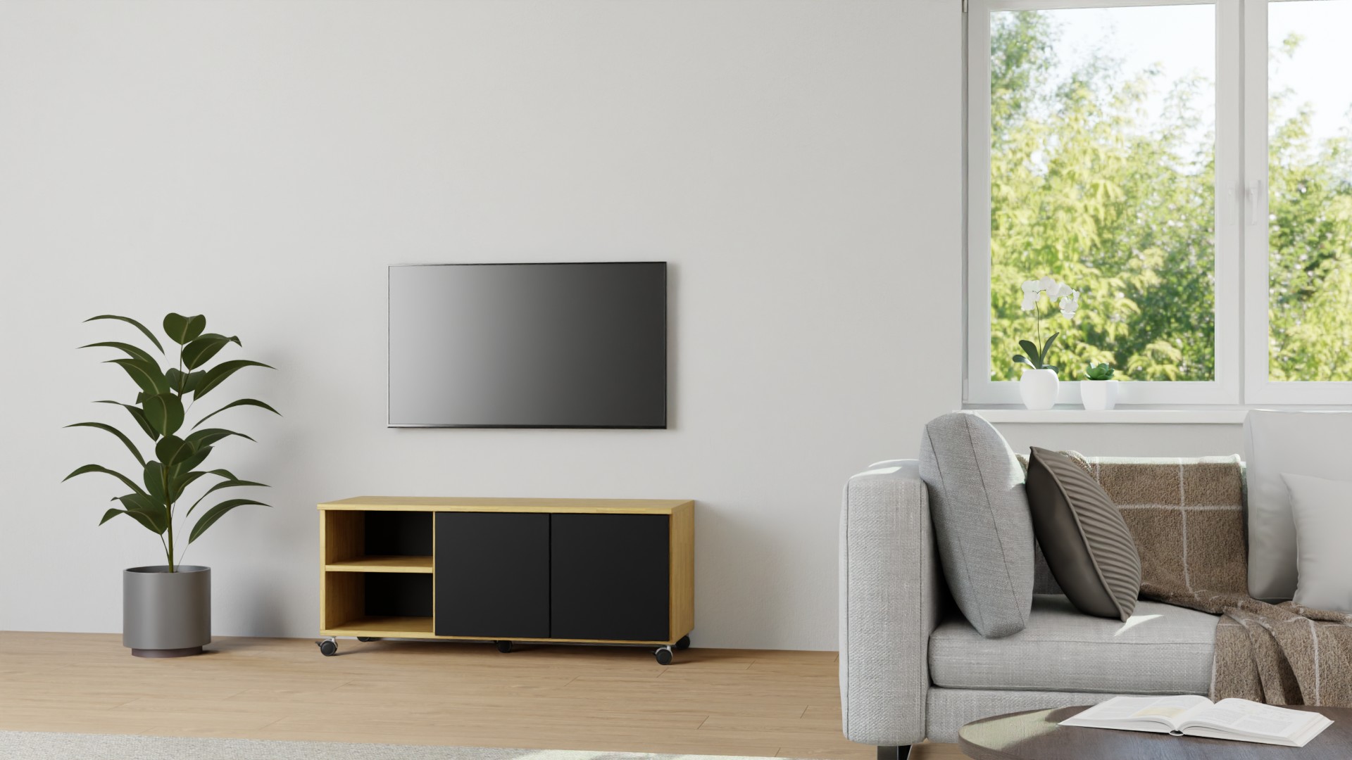 Breiter Rollcontainer Eiche