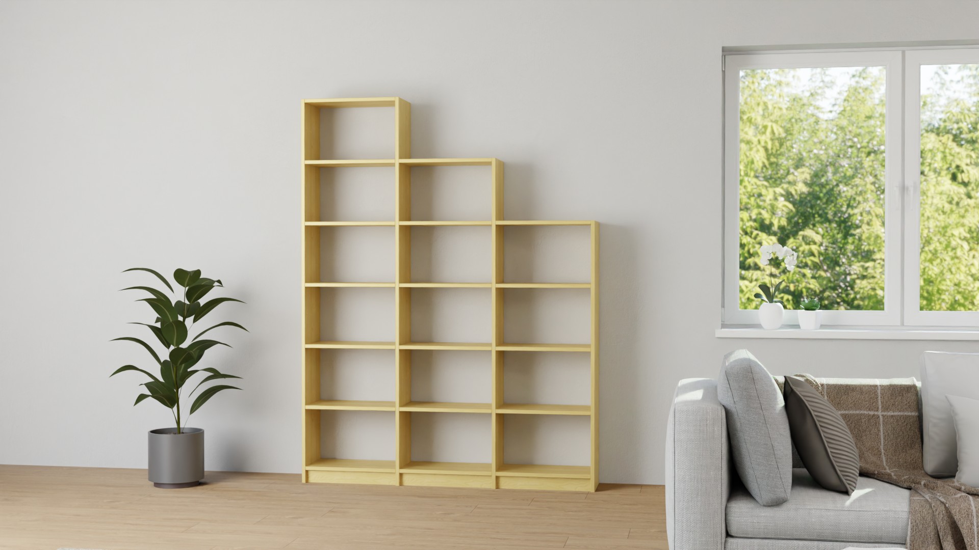 Stufenregal aus Birke Birke