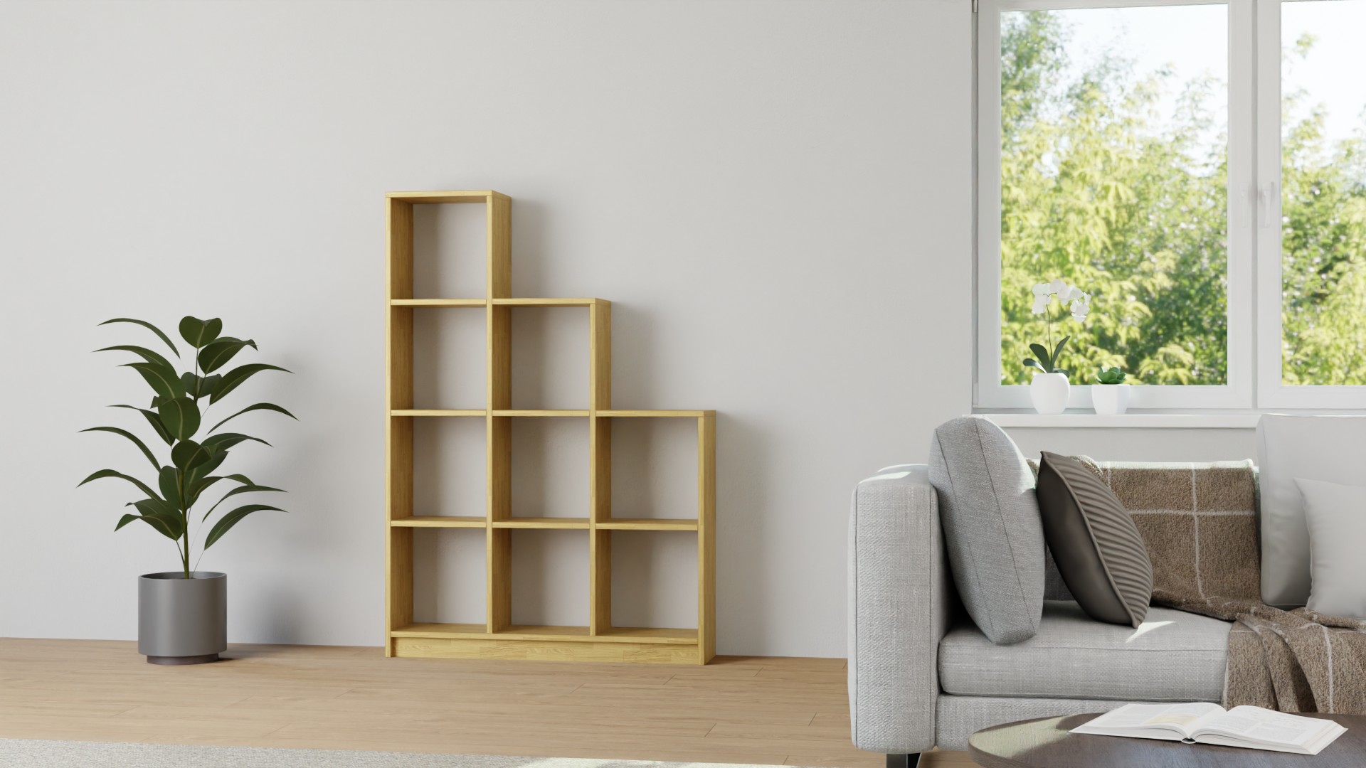 Stufenregal nach Maß Eiche