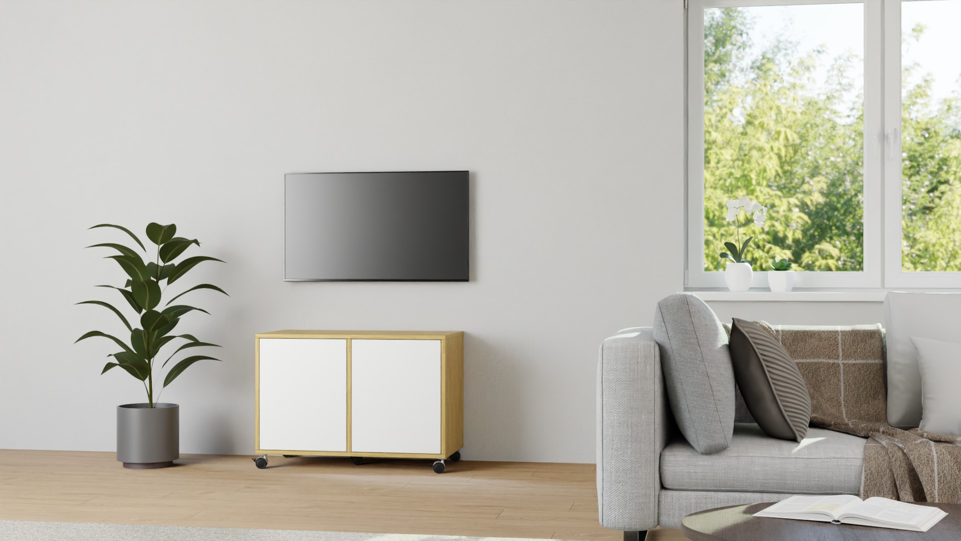 Bürosideboard mit Rollen Eiche