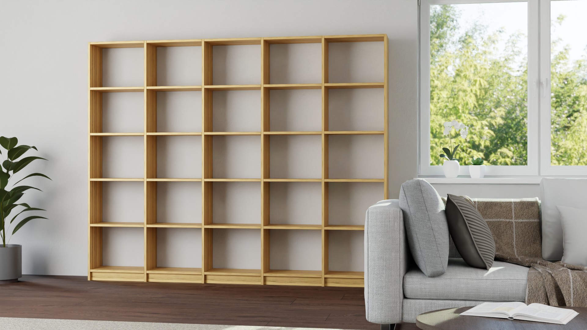 Großes Bücherregal aus Kernbuche Kernbuche