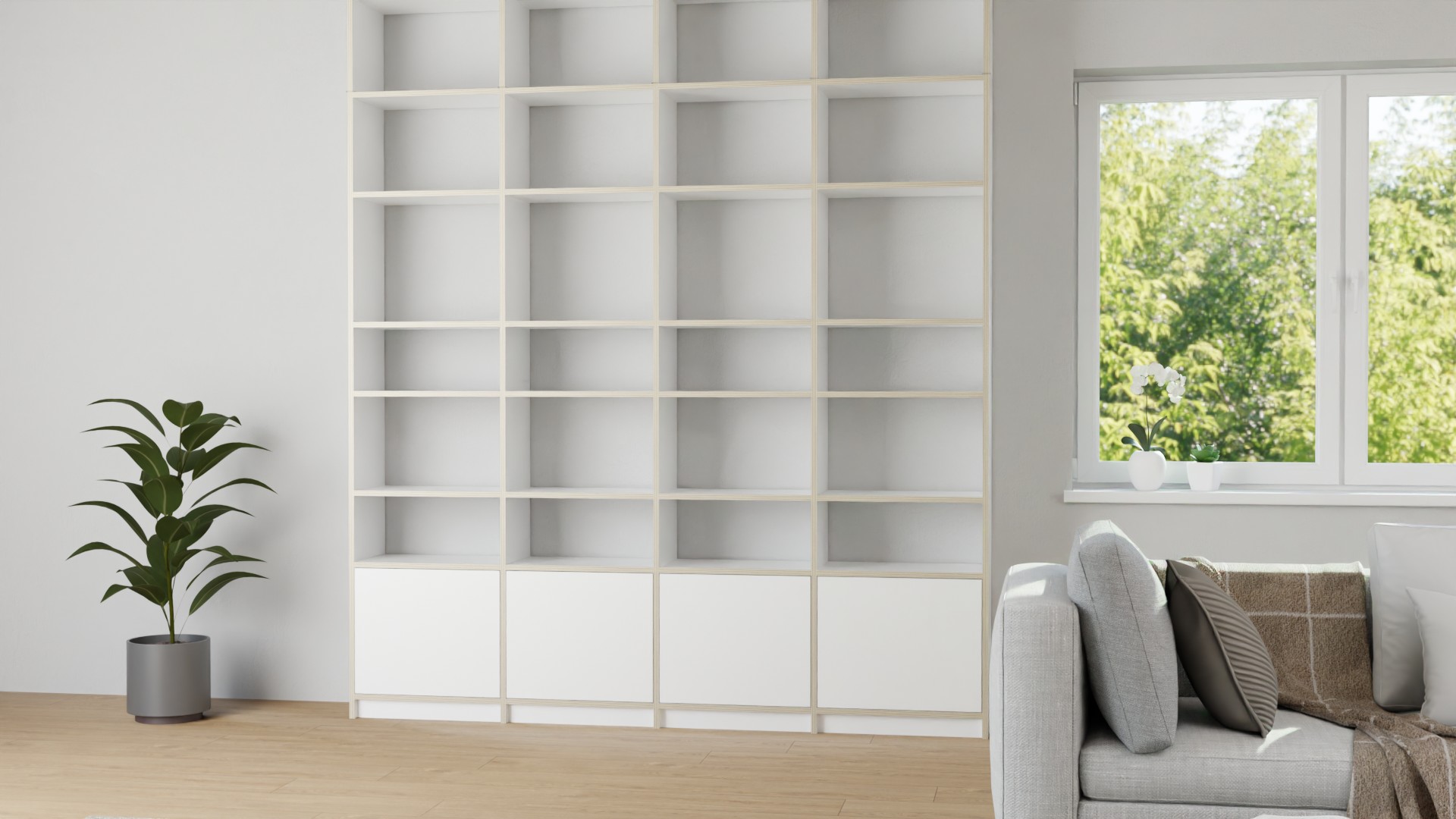 Bücherregal nach Maß - Multiplex Regal mit vielen Optionen Multiplex