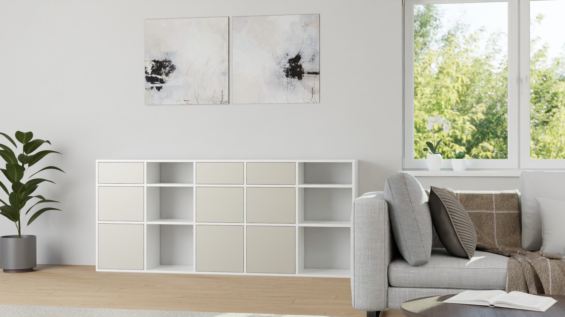 Breites Sideboard - Als Kommode o. Wohnschrank mit vielen Optionen MDF Beschichtet