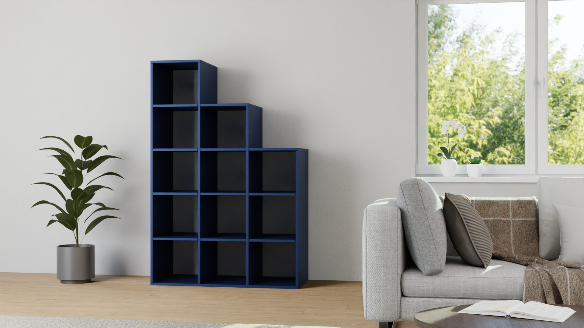 50 cm tiefes Stufenregal MDF Lackiert