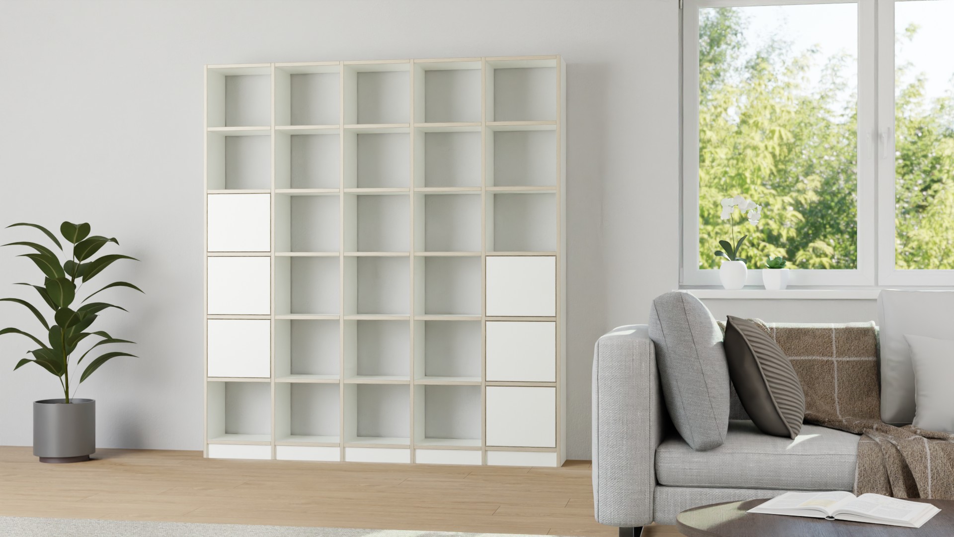 Wohnwand mit Türen - Wohnregal wie vom Schreiner Premium Dekore