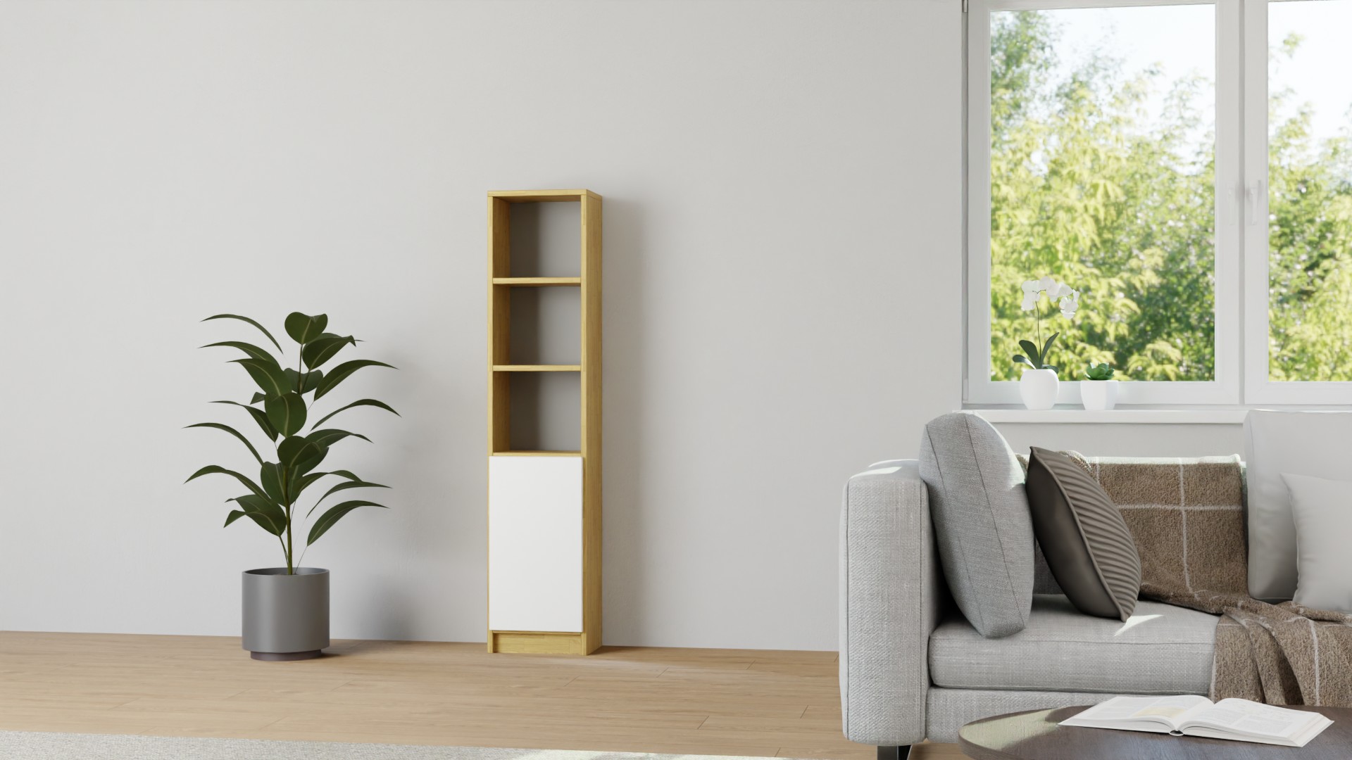 Schlichter CD Schrank nach Maß Eiche