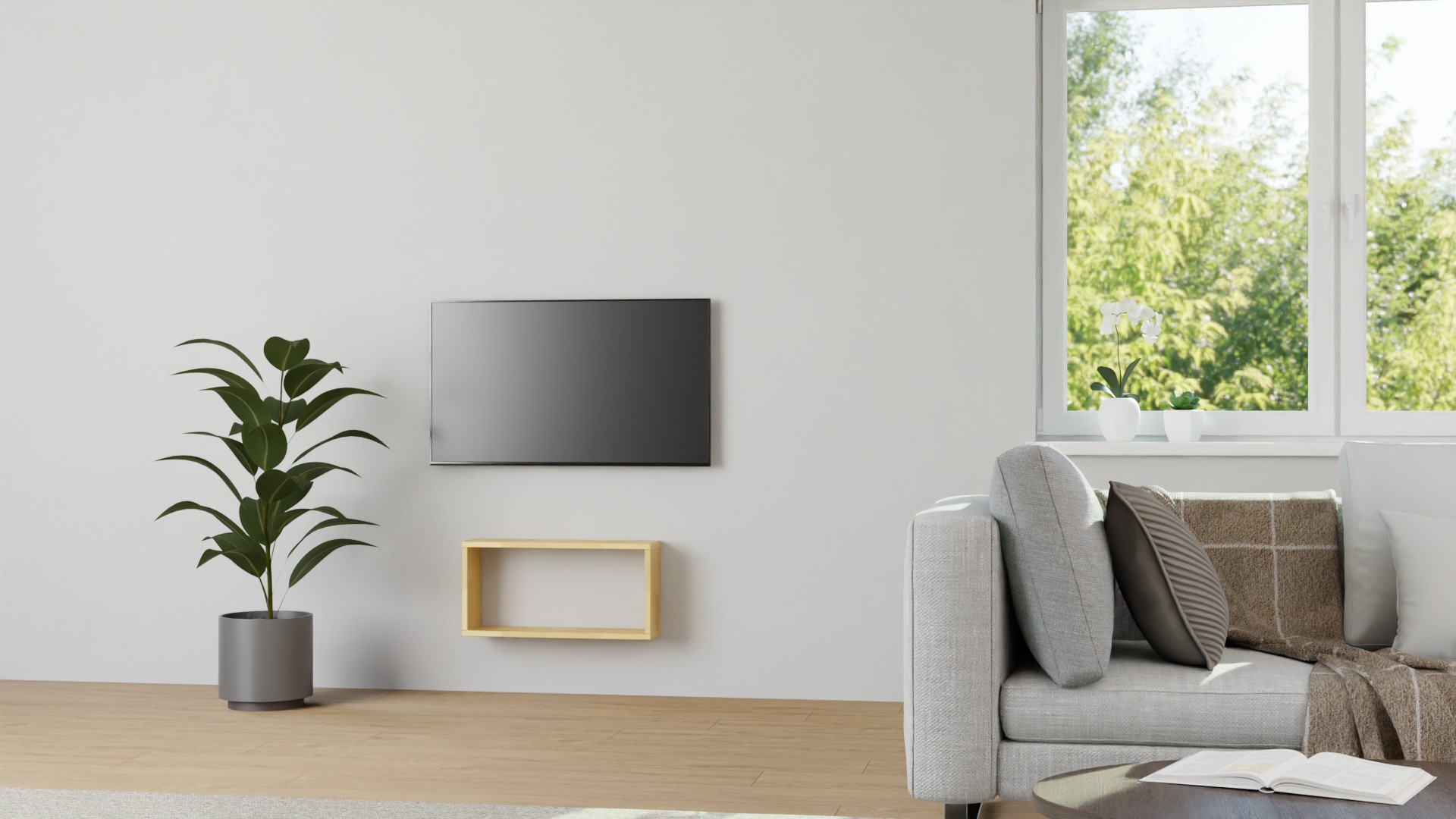 Offenes Hängeregal nach Maß Buche