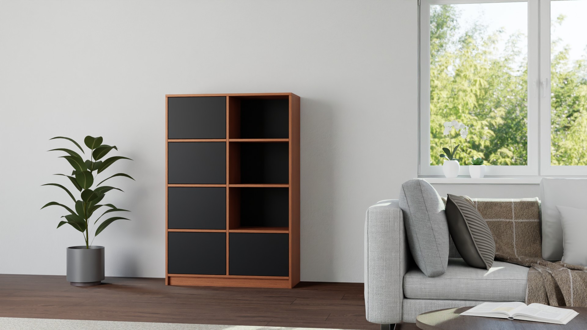 Tiefes Regal nach Maß Echtholz Furnier