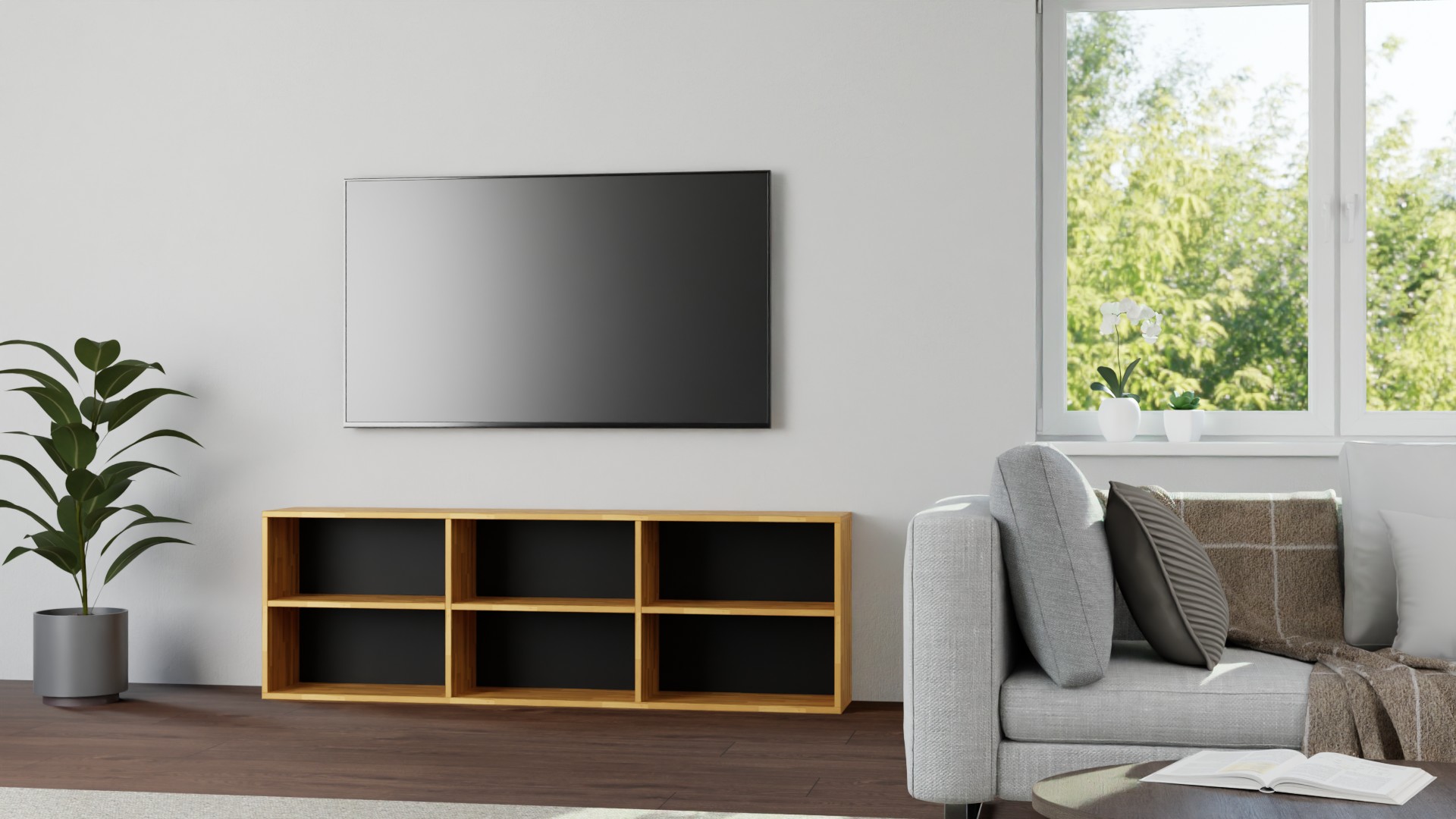 Pickawood Regalsystem nach Maß - Weiß/Grau/Schwarz/Eiche Kernbuche