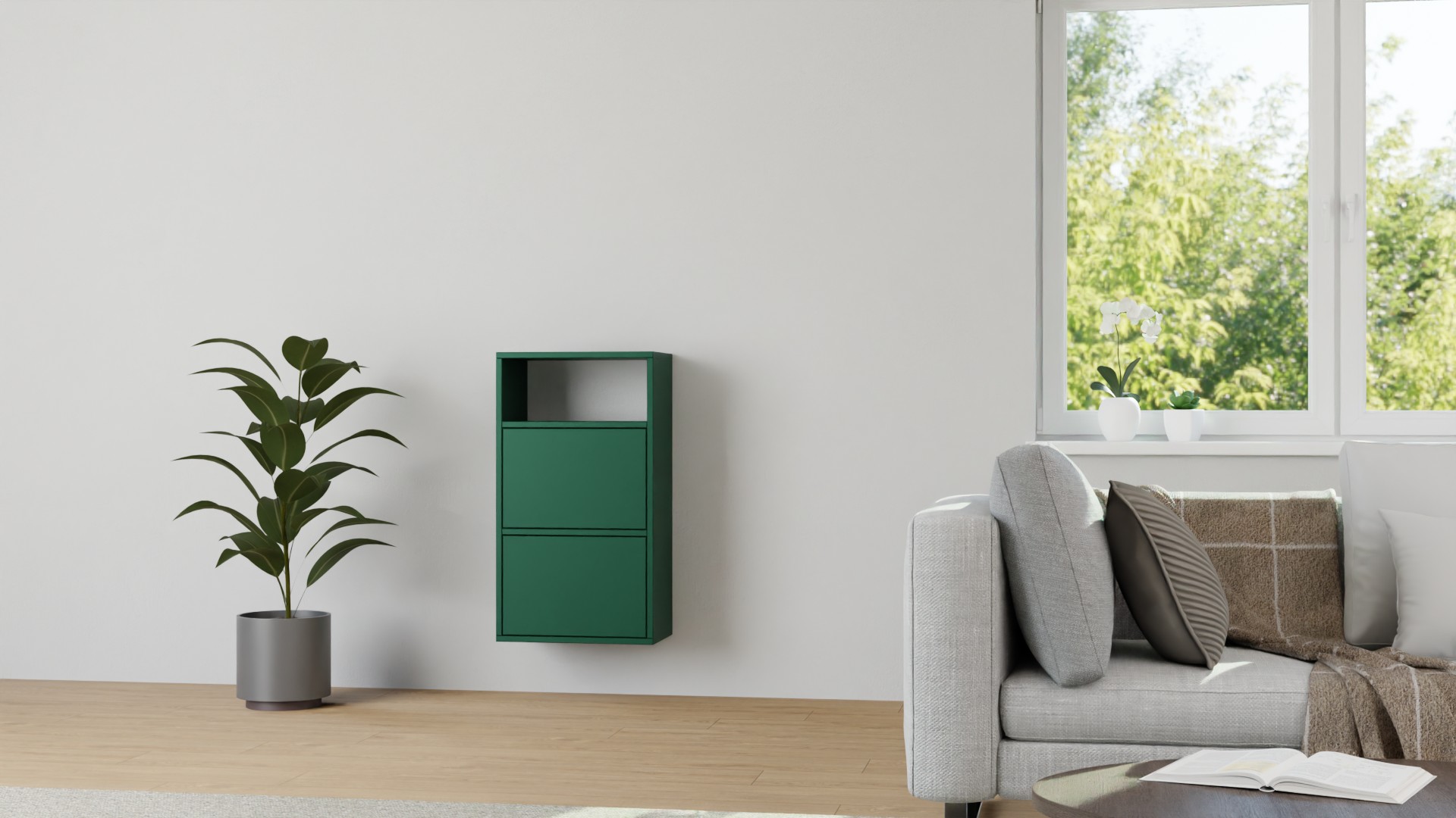 Hängeregal planen in Moosgrün MDF Lackiert