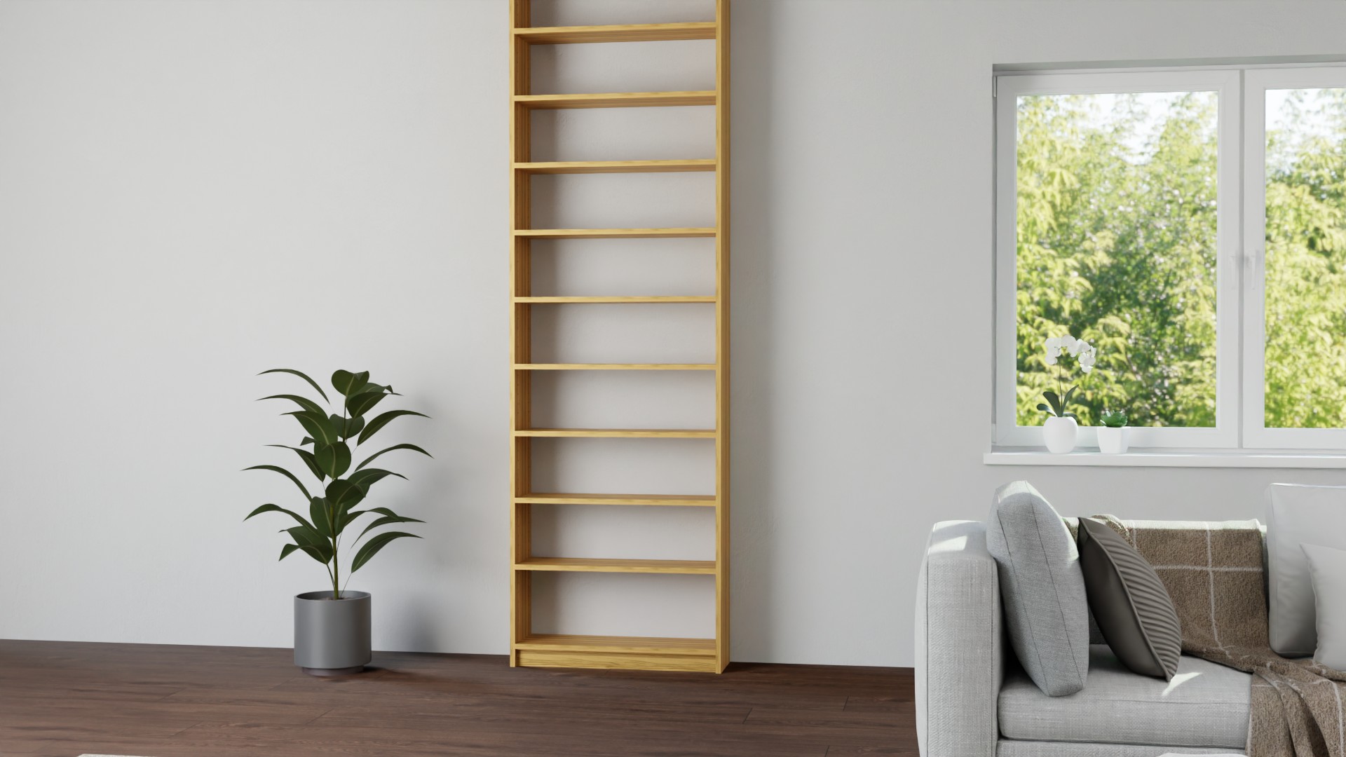 Bücherregal aus Massivholz - Schmales Regal mit vielen Optionen Kernbuche