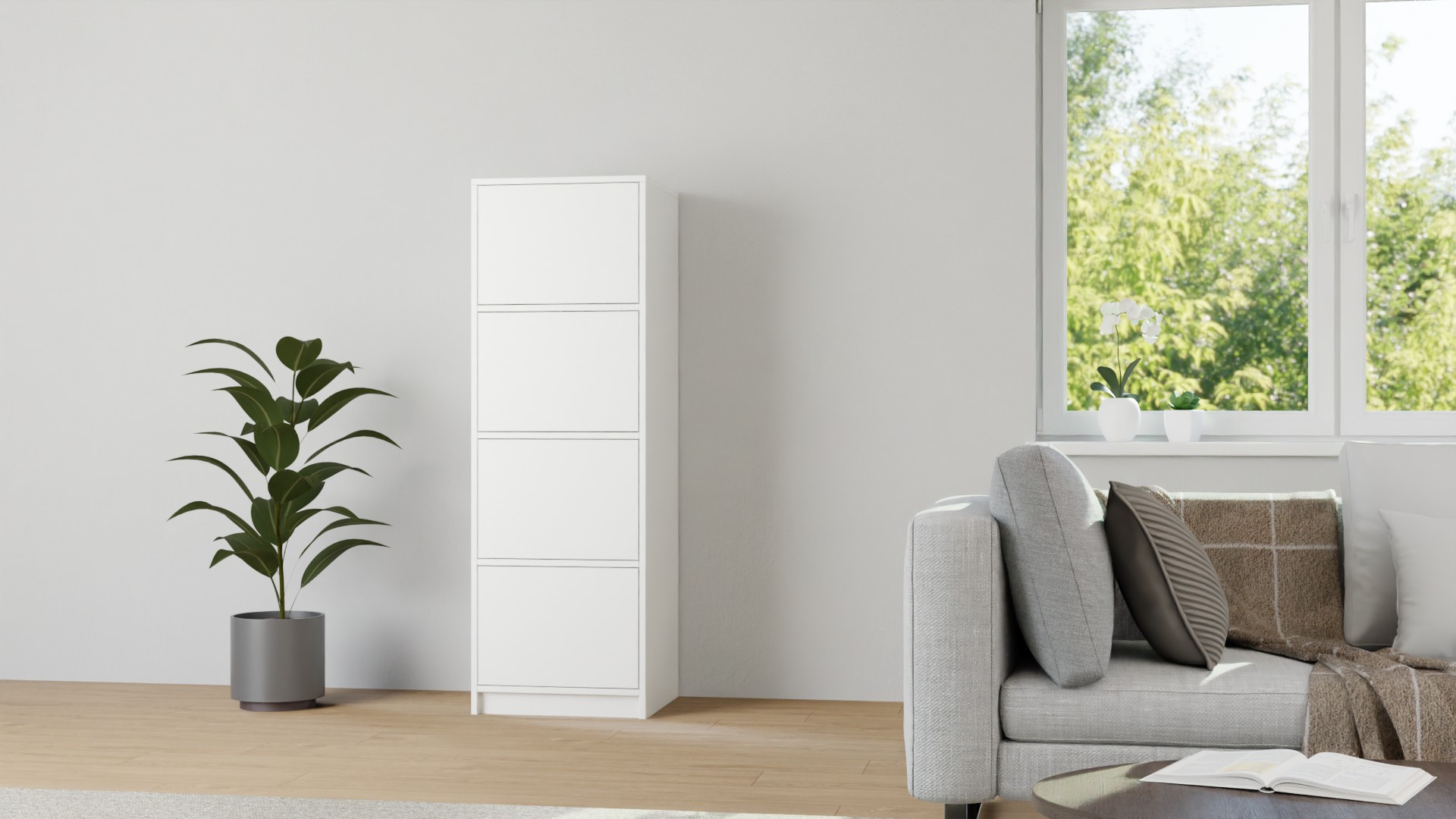 50 cm tiefes Regal mit weißen Türen MDF Beschichtet