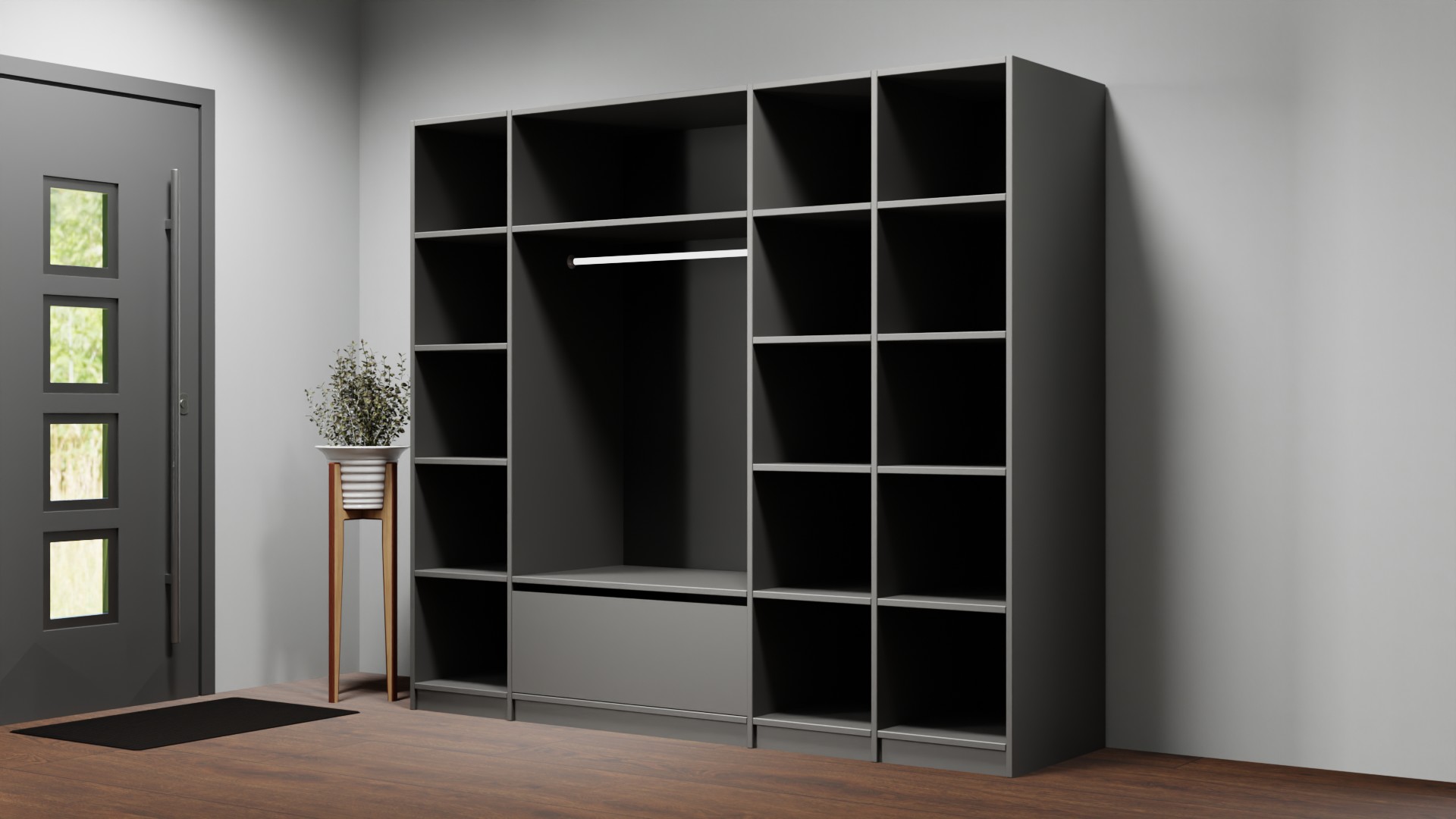 Pickawood Kleiderschrank nach Maß - Weiß/Grau/Schwarz Premium Dekore