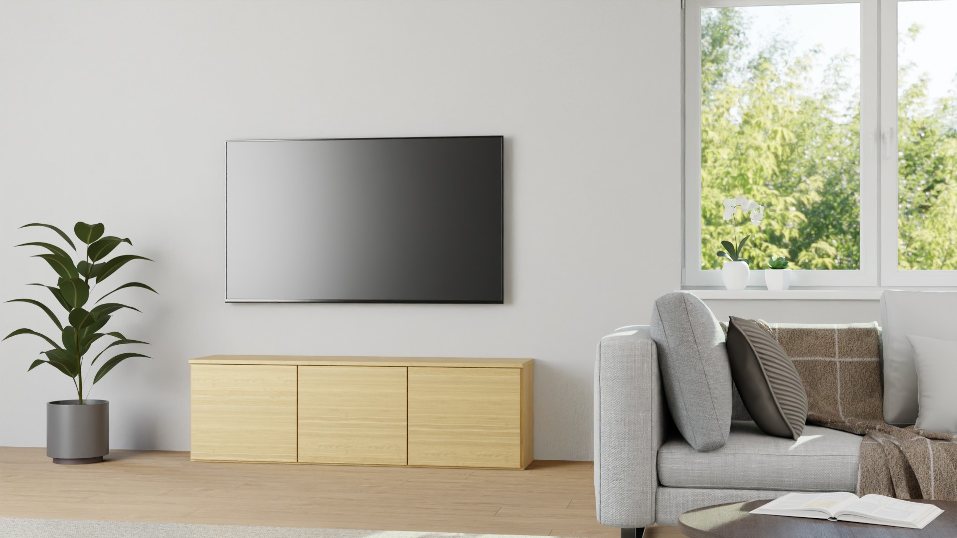 Schlichtes TV Lowboard Esche