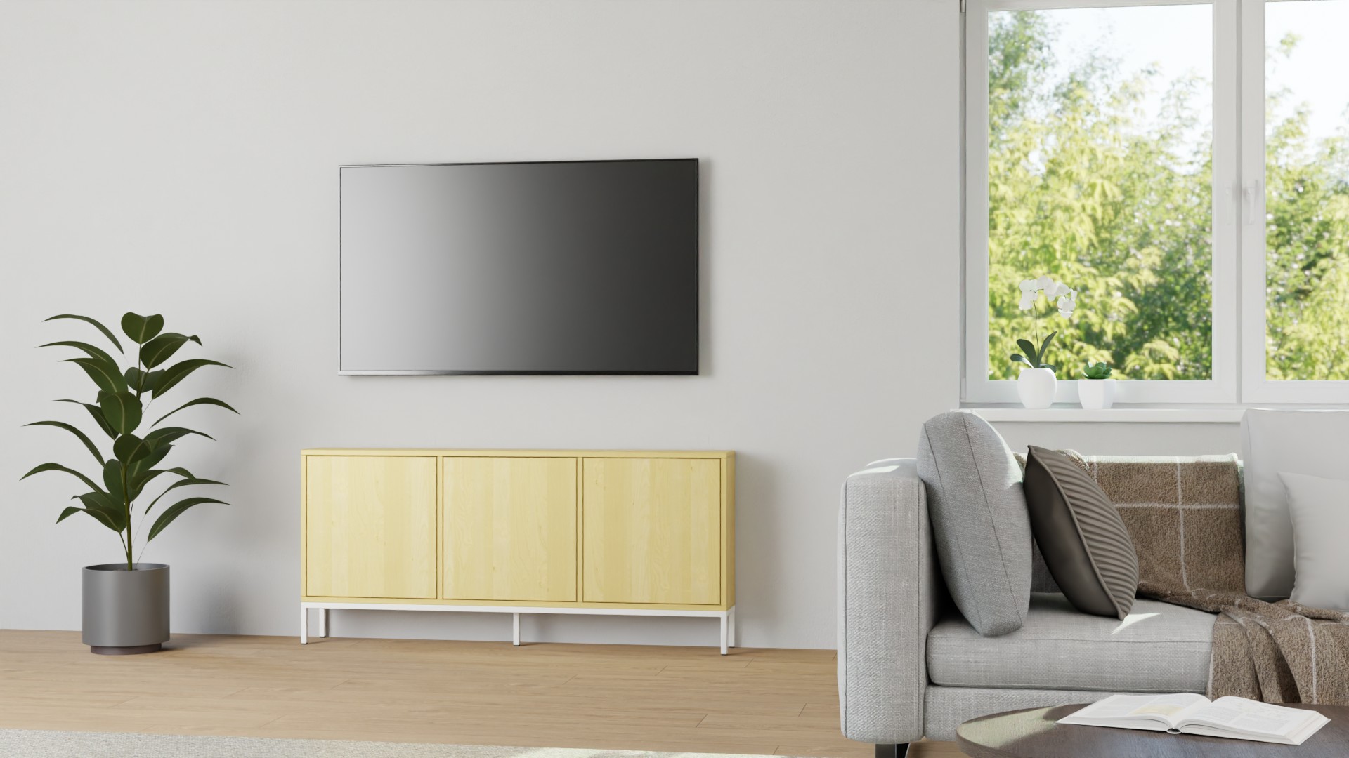 Schlichtes Sideboard aus Birke Birke