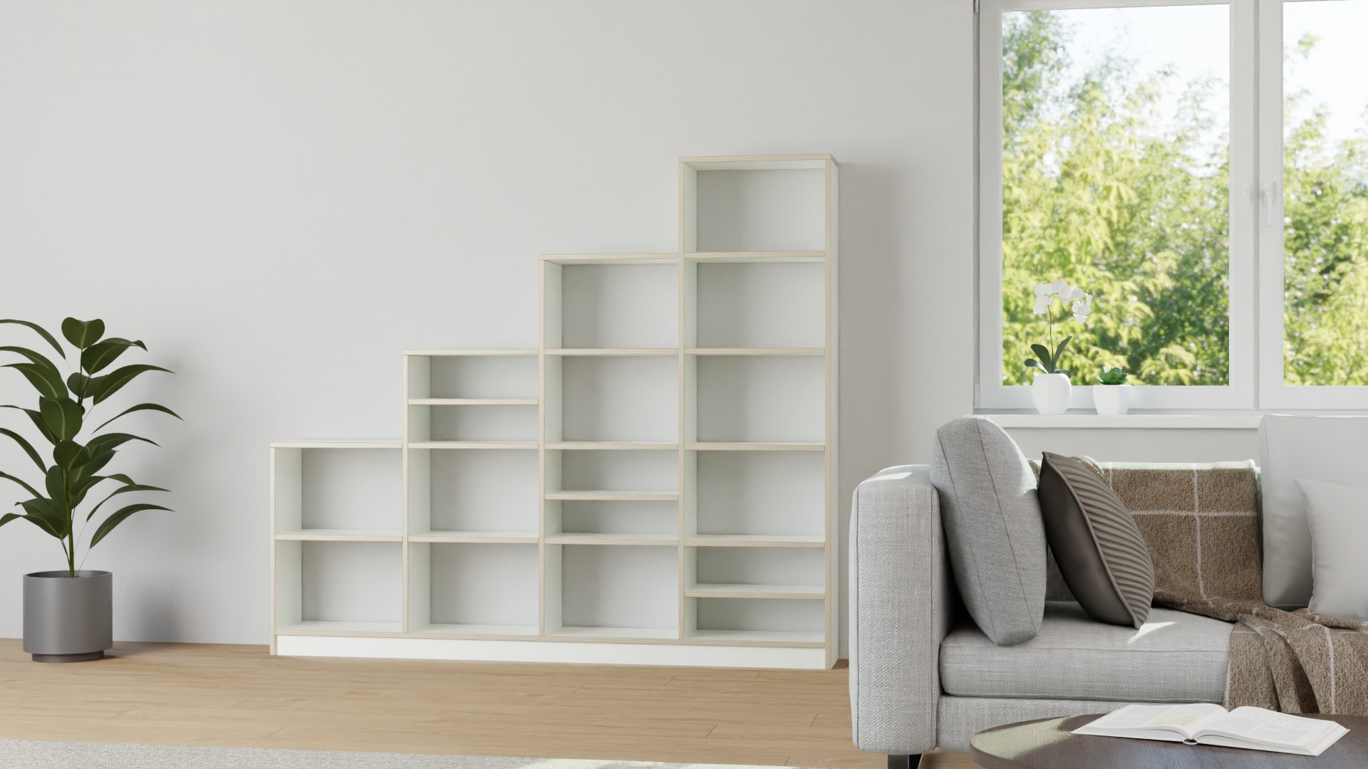 Stufenregal im Multiplex-Look Premium Dekore