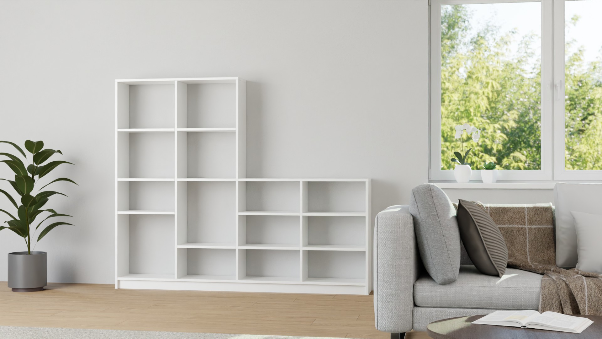 Stufenregal mit Ablage MDF Beschichtet