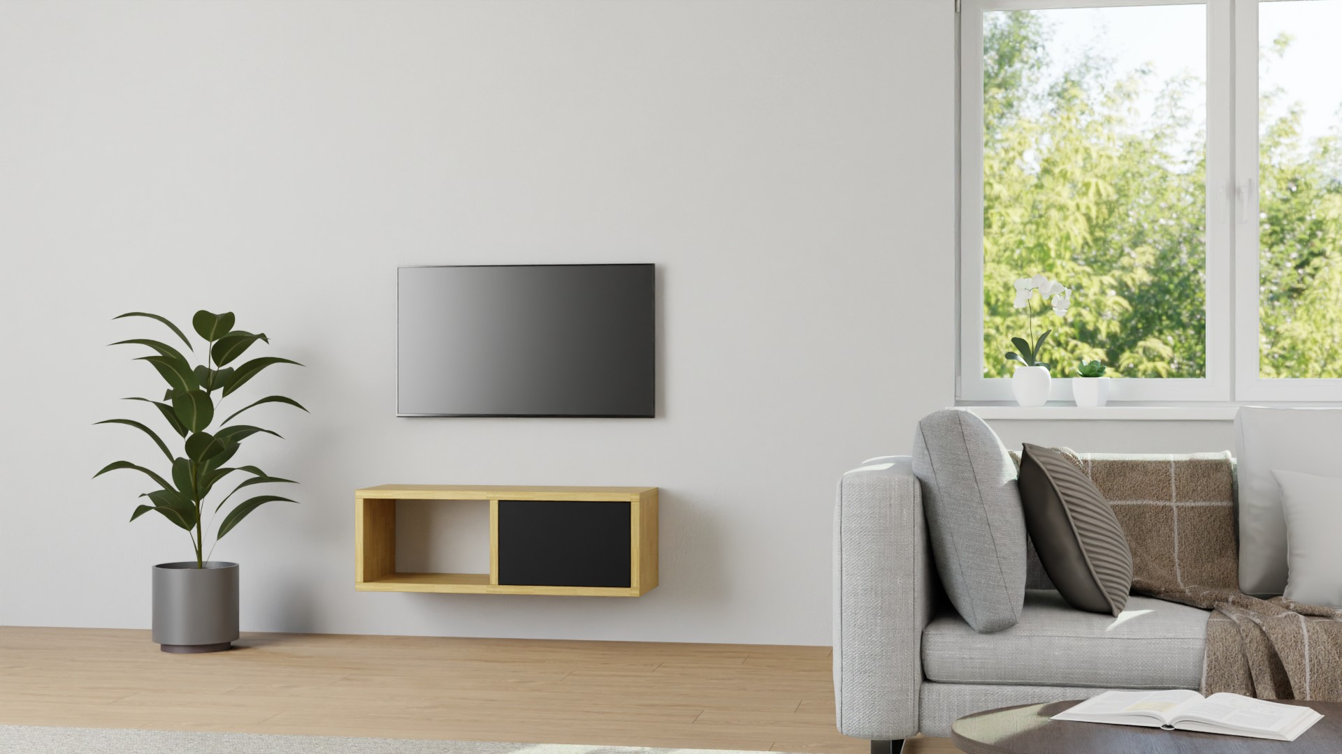 Kleines Hängesideboard nach Maß Eiche