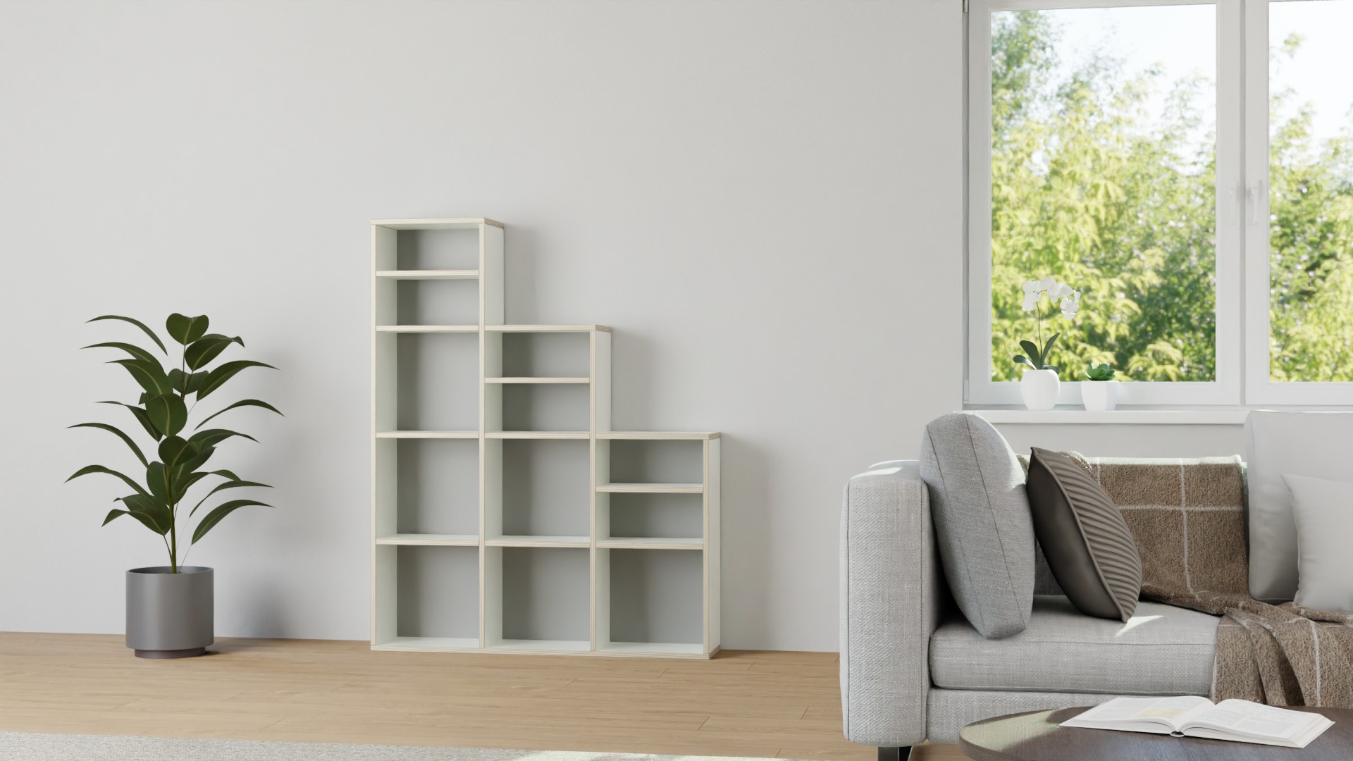 Stylishes Stufenregal nach Maß Premium Dekore