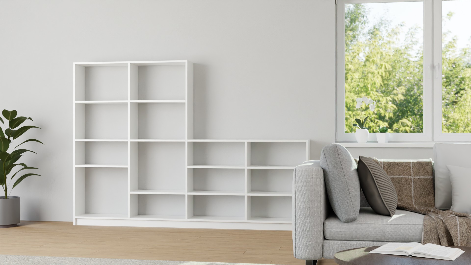 Stufenregal mit Ablage MDF Beschichtet