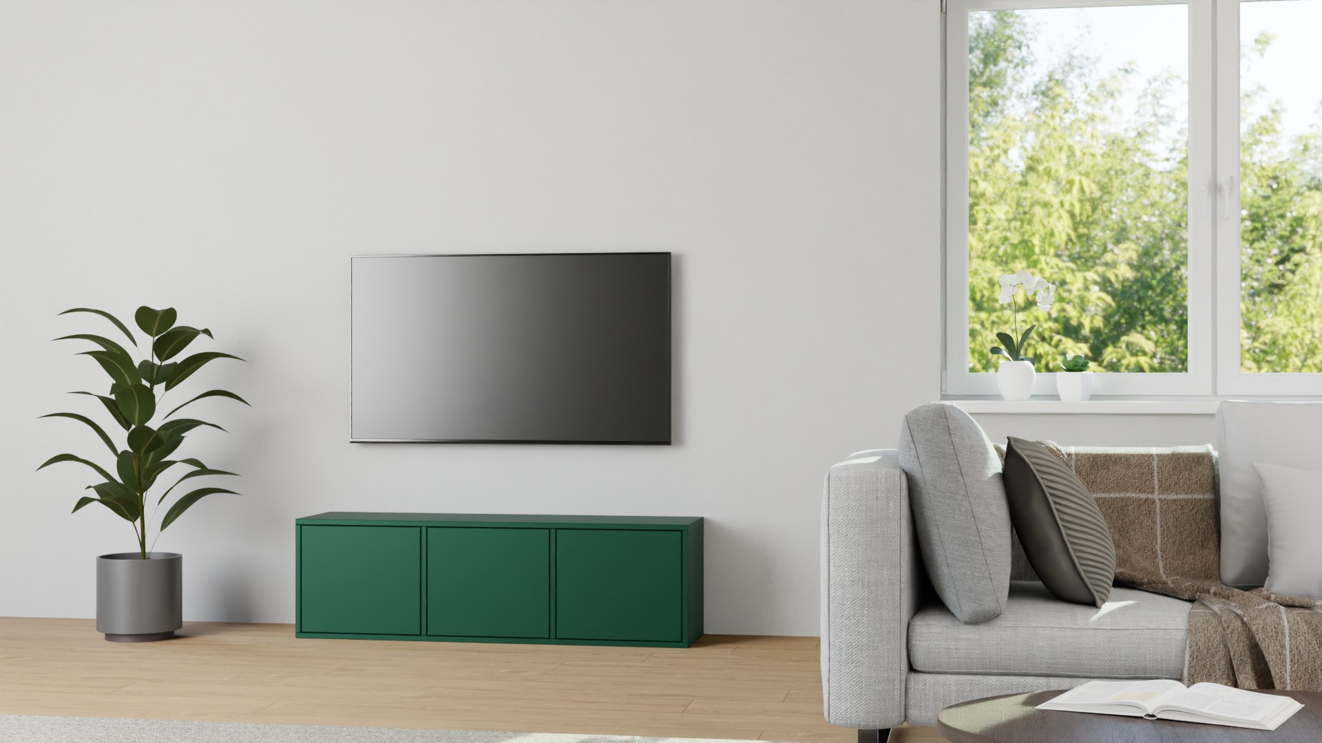 Lowboard planen in Moosgrün MDF Lackiert