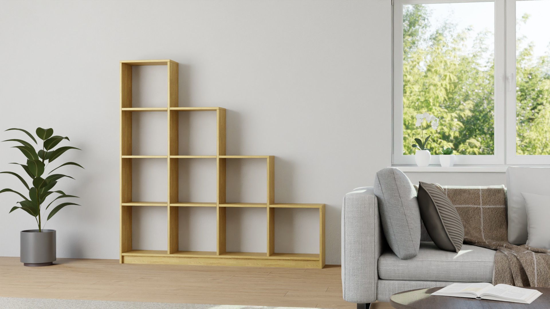 Treppenregal nach Maß Eiche