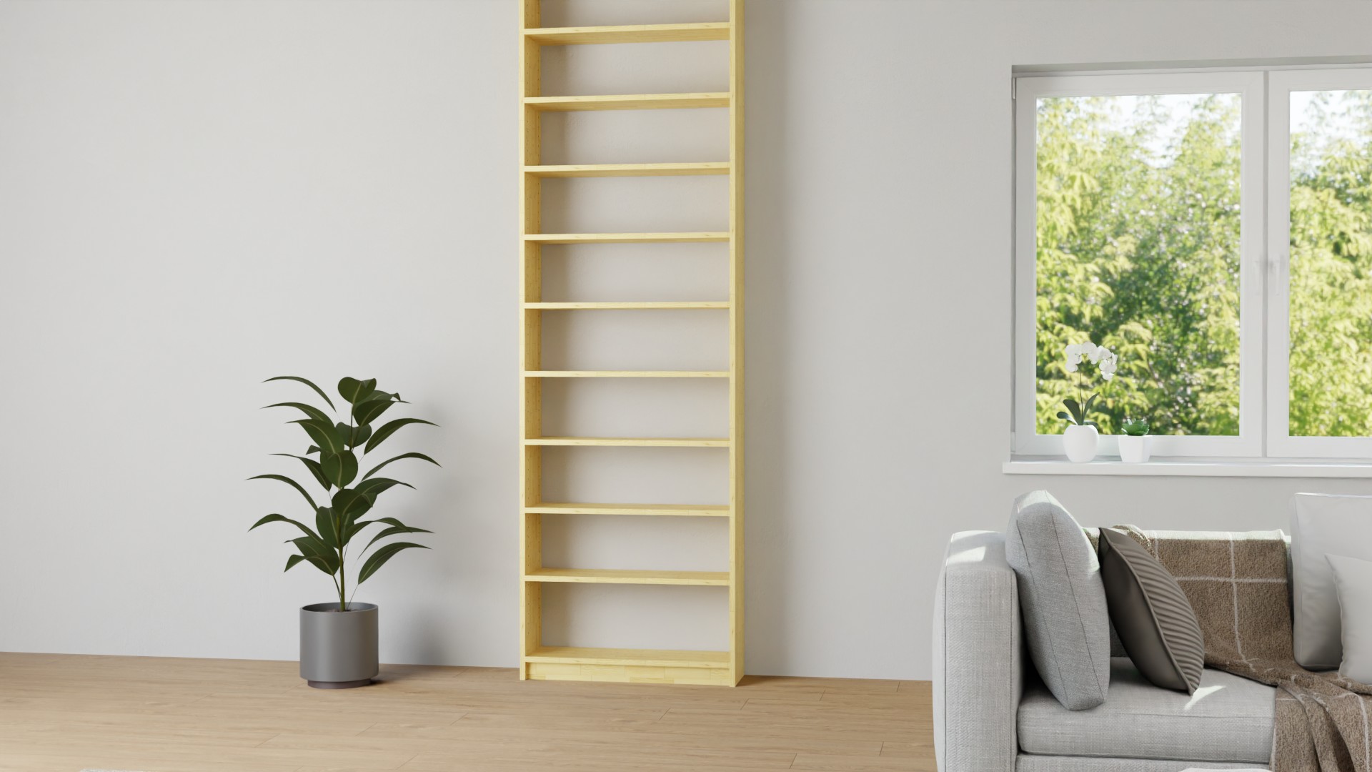 Bücherregal aus Massivholz - Schmales Regal mit vielen Optionen Kiefer