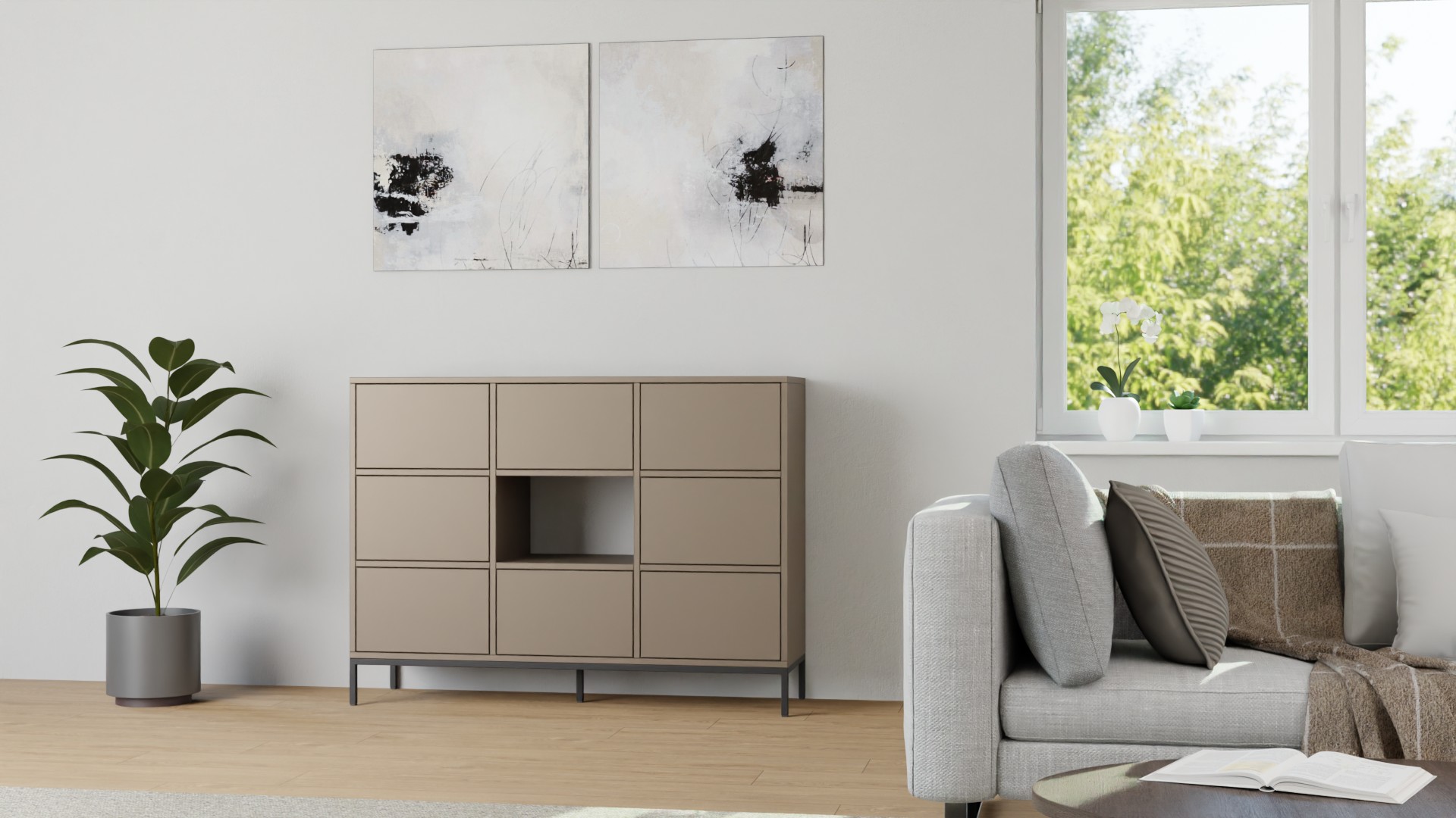 Sideboard planen in Greige MDF Lackiert
