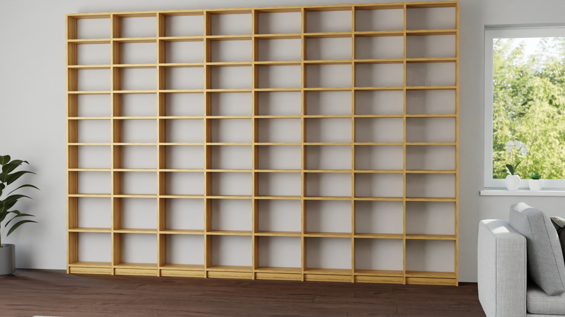 Breites Bücherregal aus Massivholz - Regal mit vielen Optionen Kernbuche