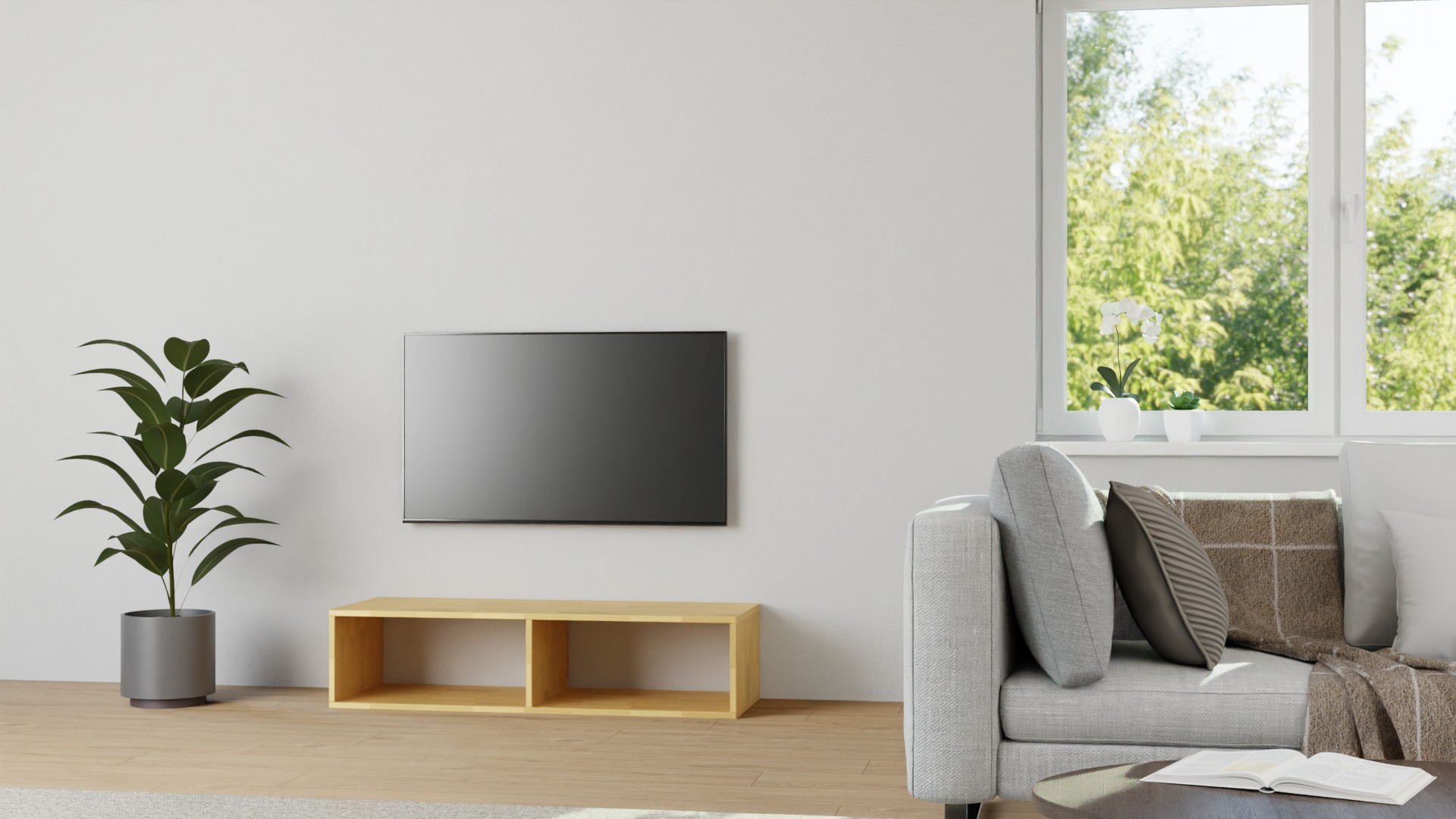 Niedriges Hifi-Rack Buche