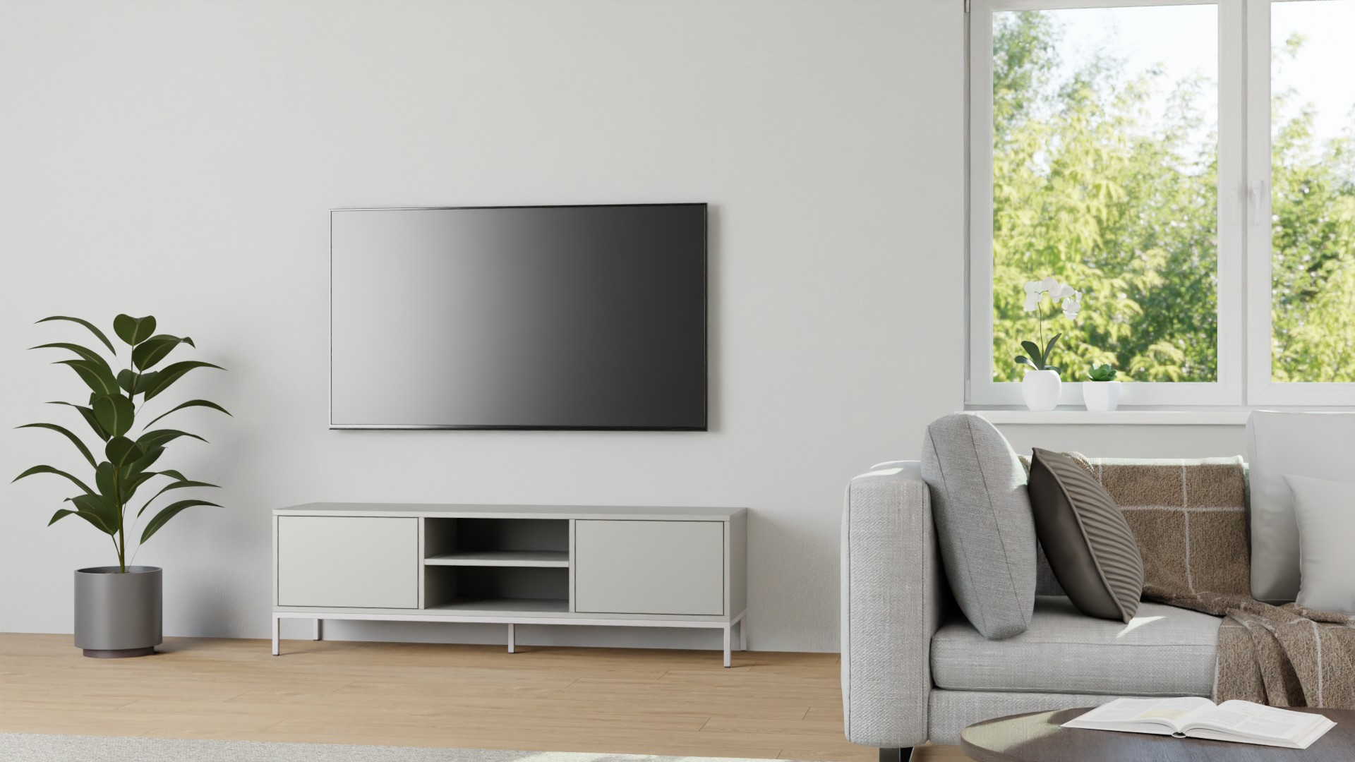 Graues TV Lowboard Premium Dekore