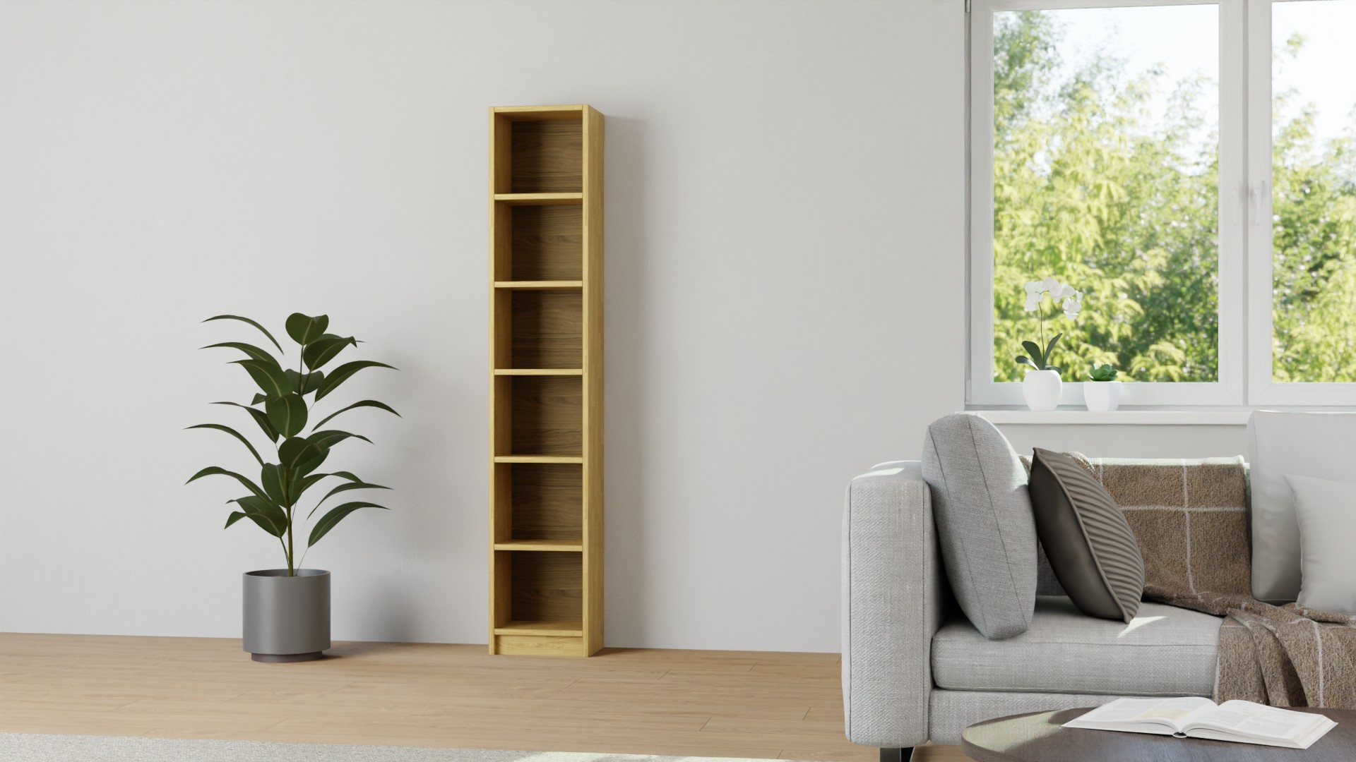 Bücherregal schmal - Schmales Regal nach Maß Eiche