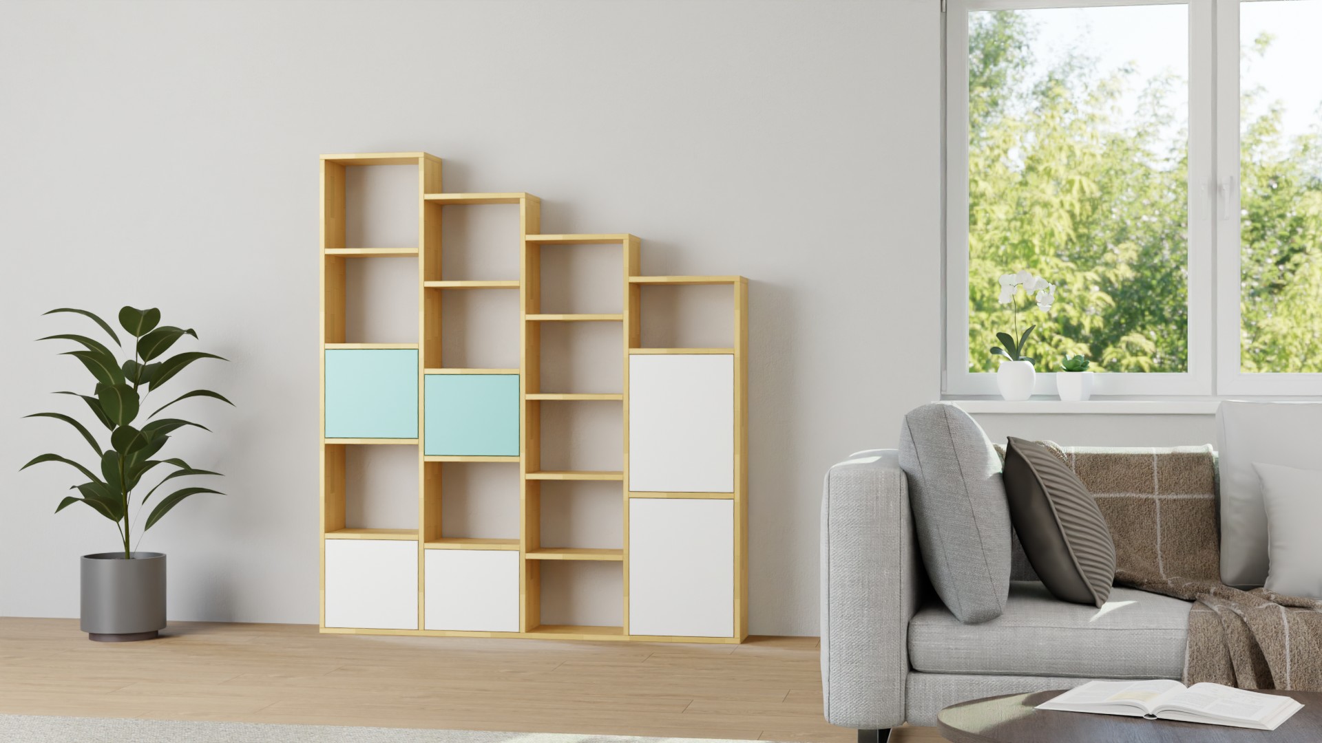 Modernes Stufenregal von Pickawood Buche