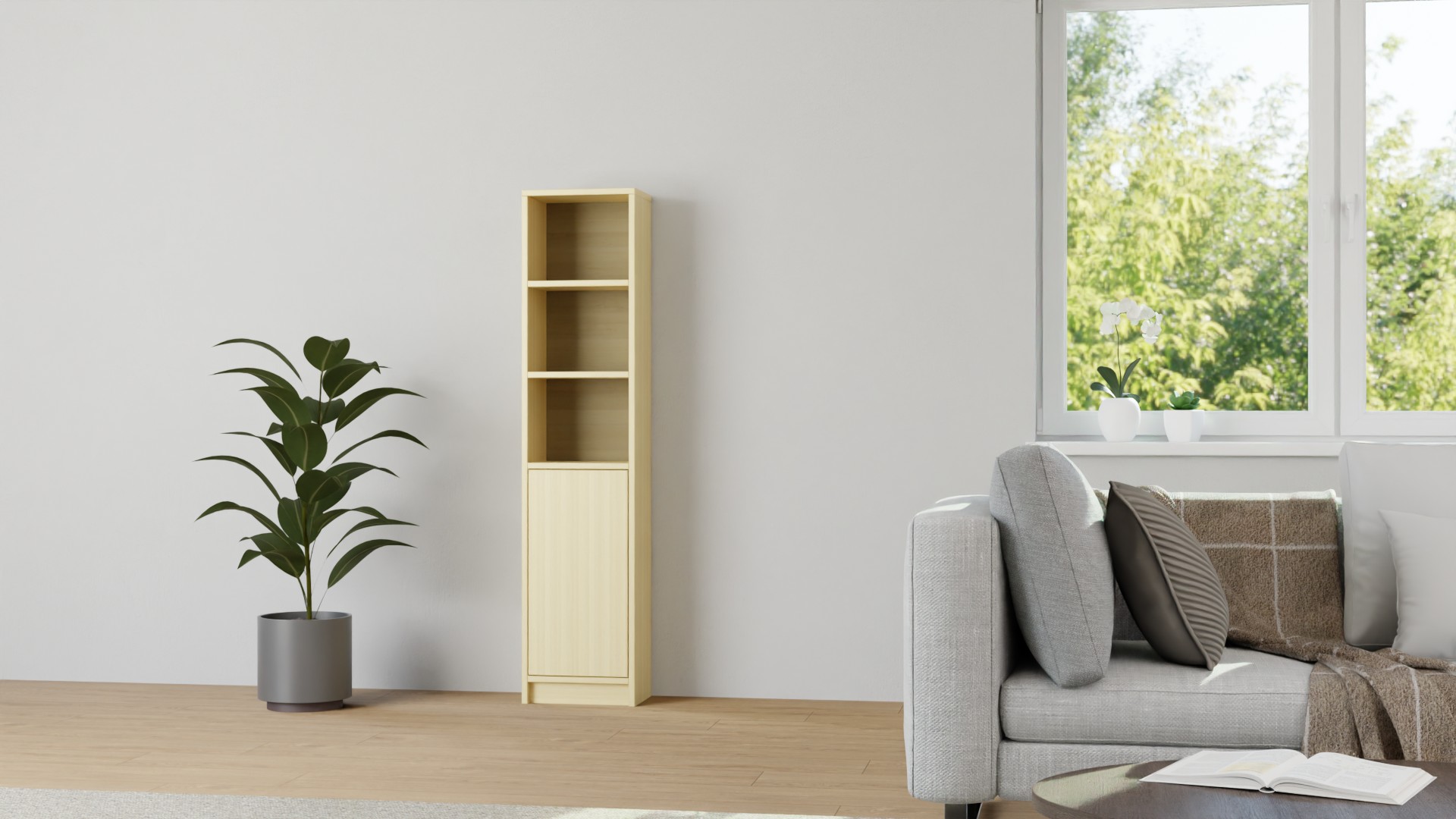 Schmales Regalsystem Ahorn (europäisch)