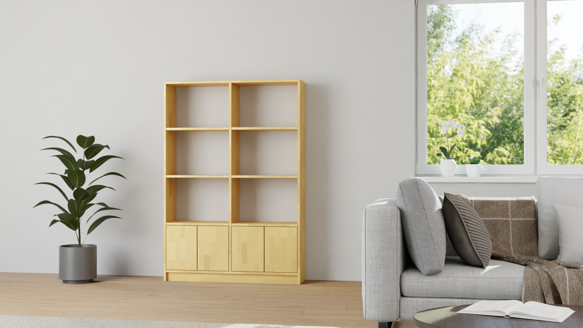 Bücherregal mit Flügeltüren Buche