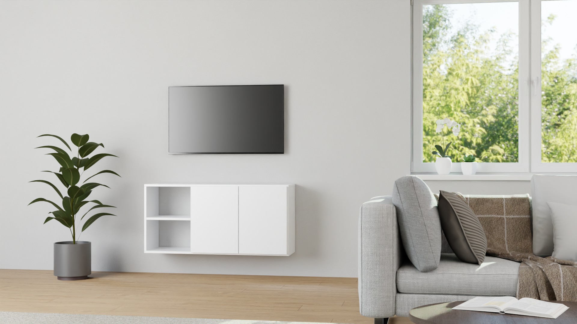 30 cm tiefes Hängeregal MDF Lackiert