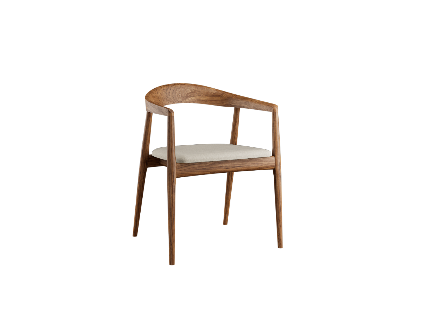 Chaise Loire en noyer / Tissu beige