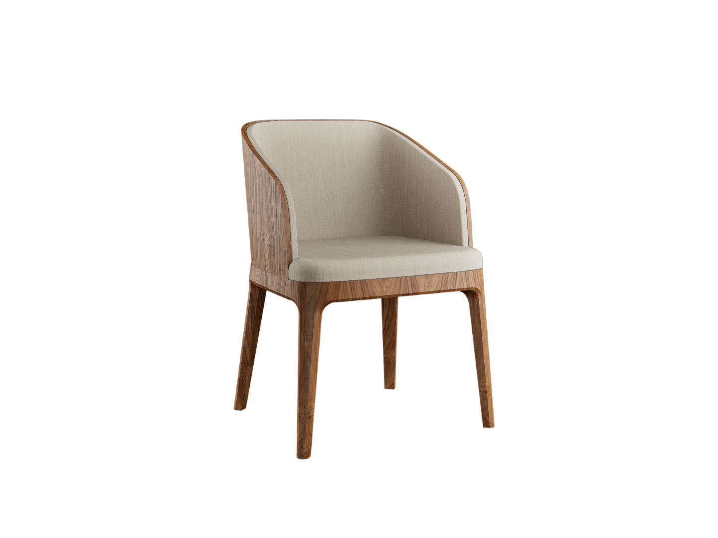 Chaise Seine en noyer / Tissu beige