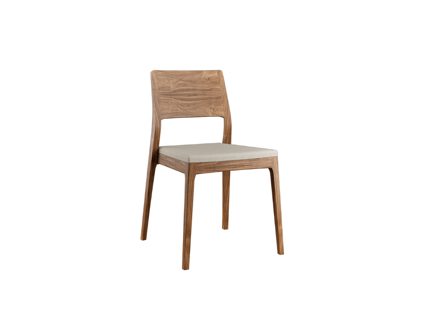 Chaise Tamise en Noyer / Tissu Beige