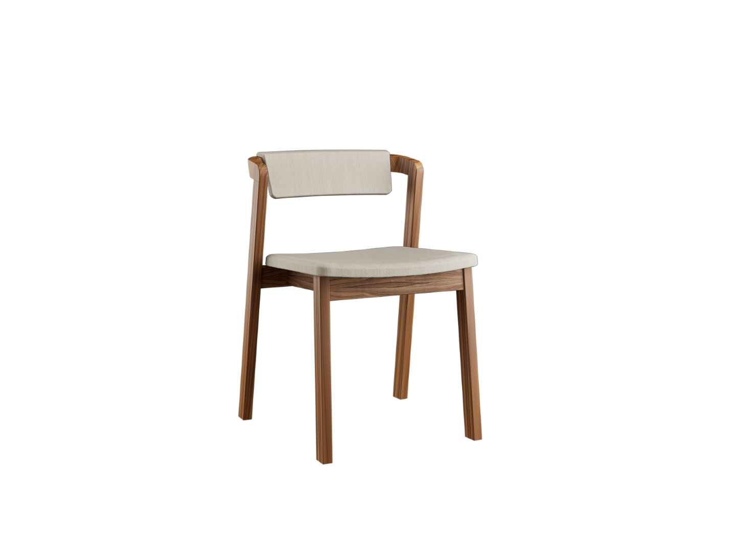 Chaise Tibre en Noyer / Tissu beige