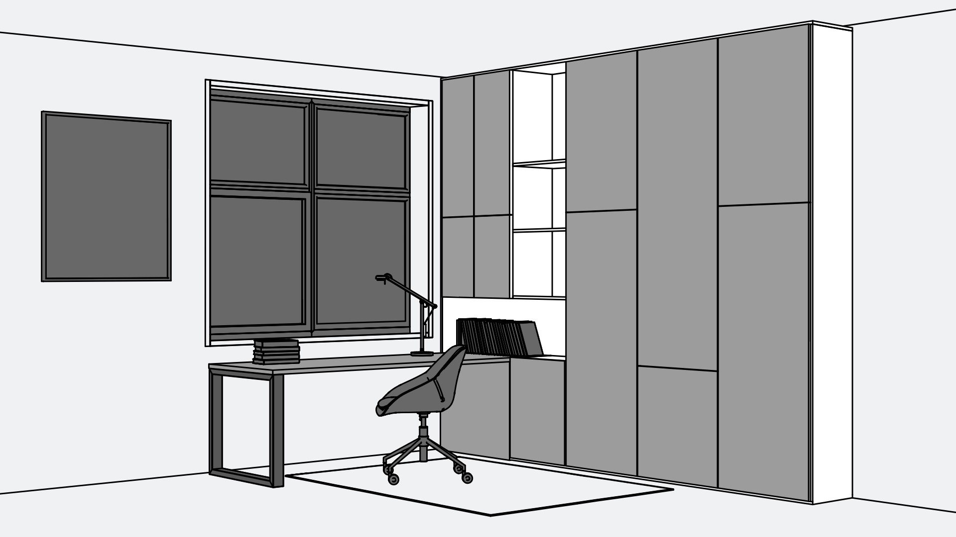 Sur demande : meuble avec bureau intégré