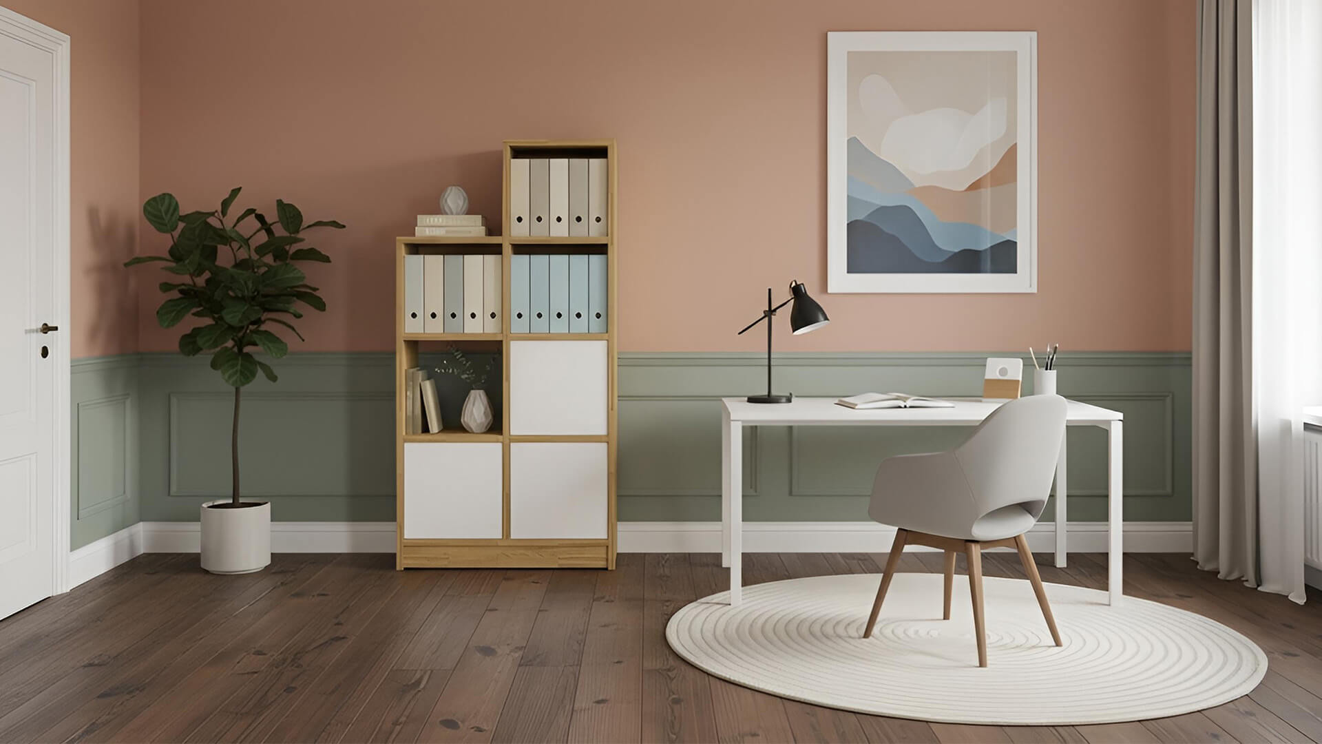 Schmales Treppenregal Eiche