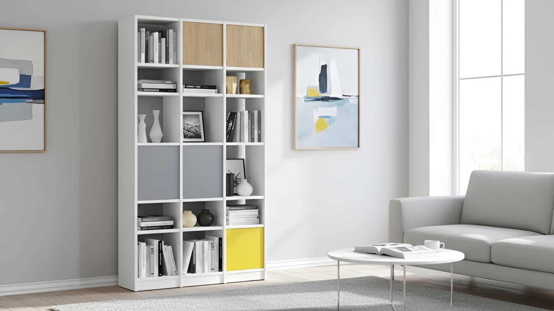 Modernes Bücherregal - Regal mit Türen MDF Beschichtet