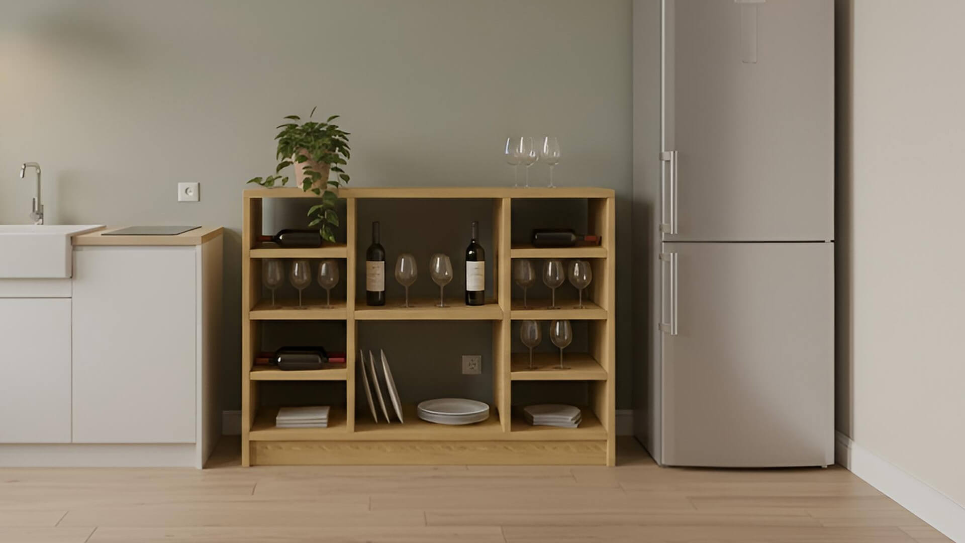 Weinschrank nach Maß aus Massivholz Eiche