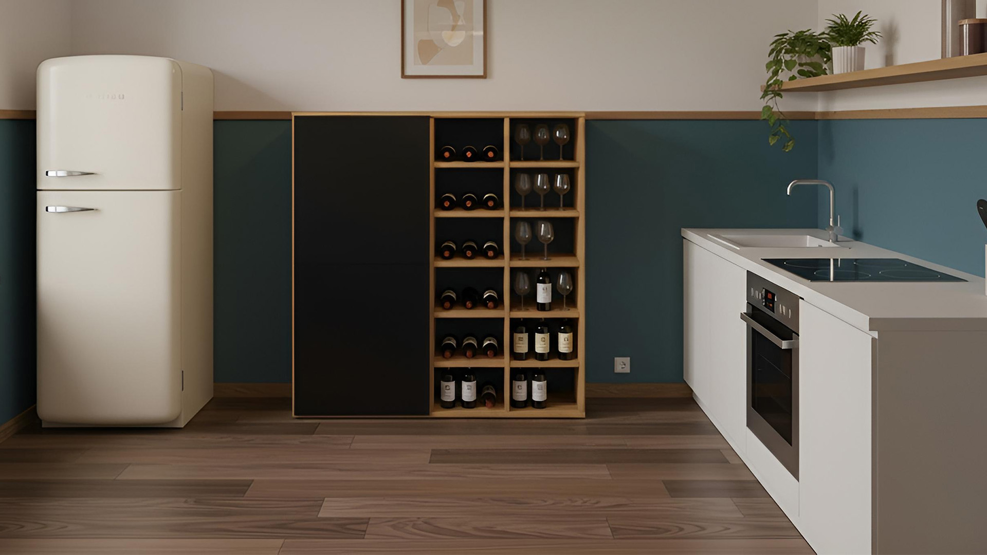 Stylisher Weinschrank nach Maß Echtholz Furnier