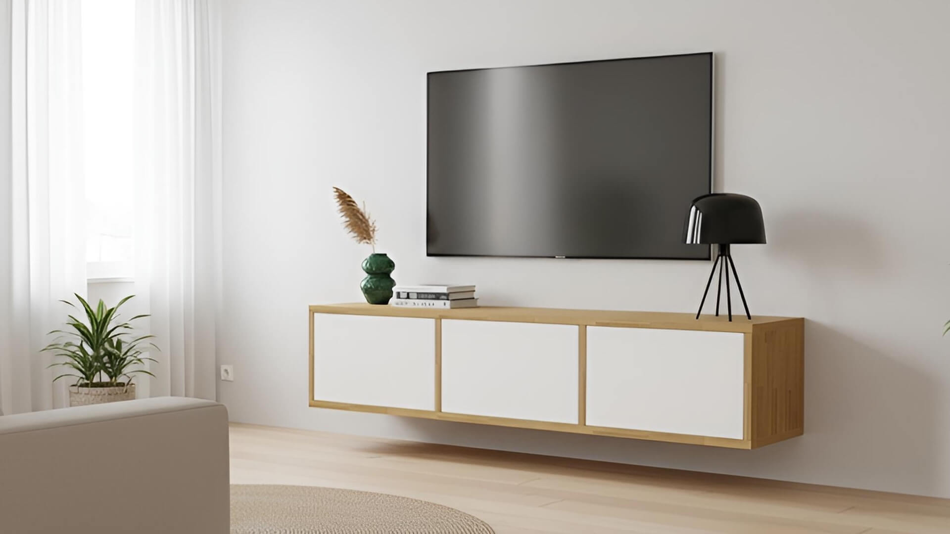 Schlichtes Lowboard hängend Eiche