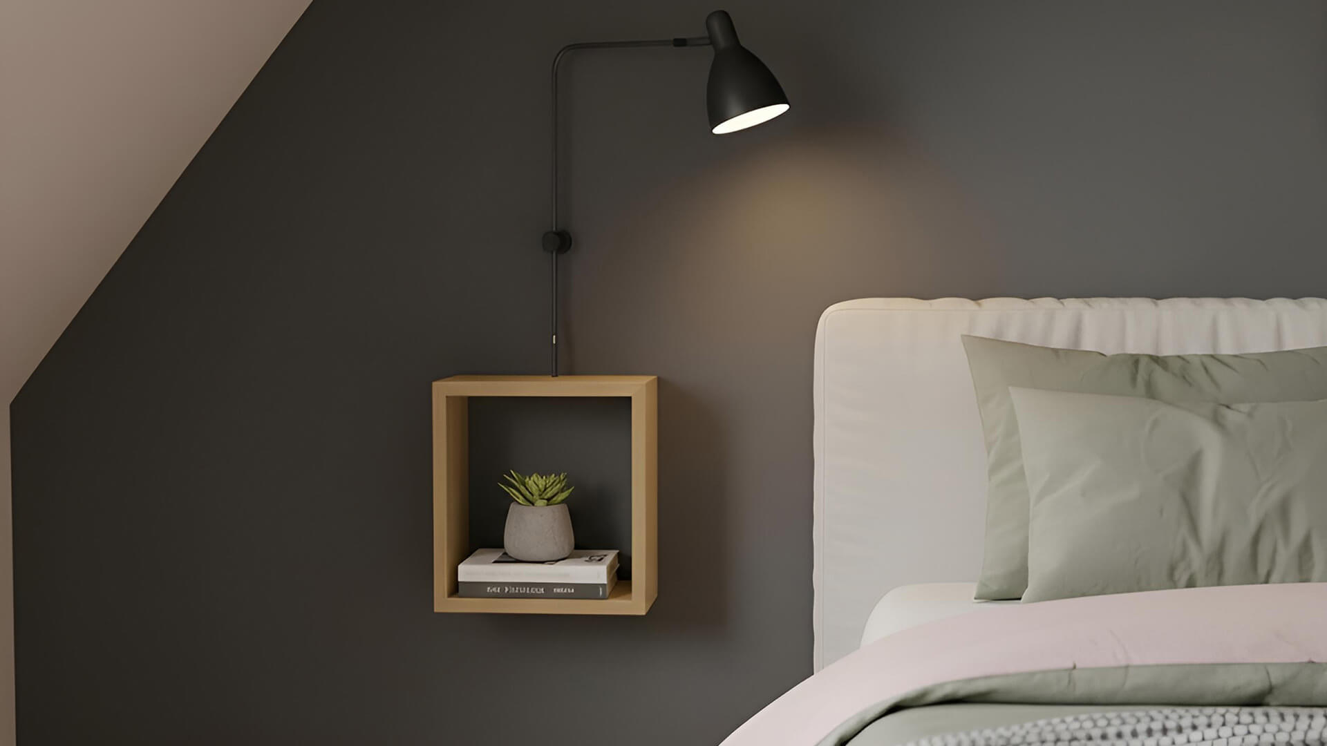 Kleines Hängeregal aus Massivholz Eiche