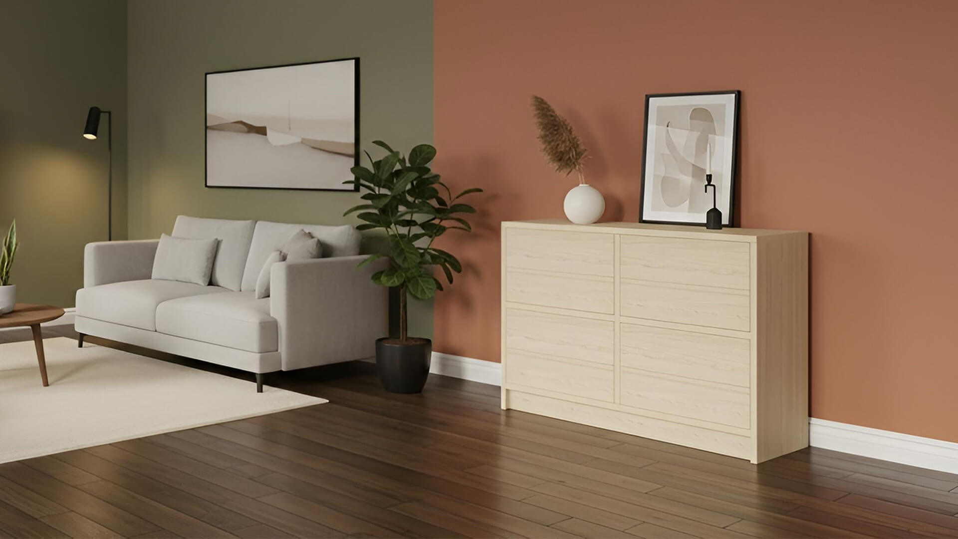 Sideboard Eiche Weiß geölt - Kommode mit vielen Optionen Eiche