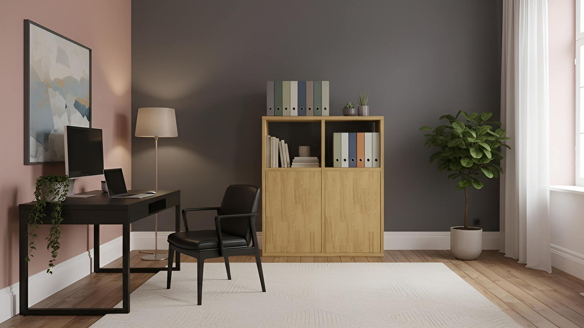 Kleines Büromöbel nach Maß Eiche